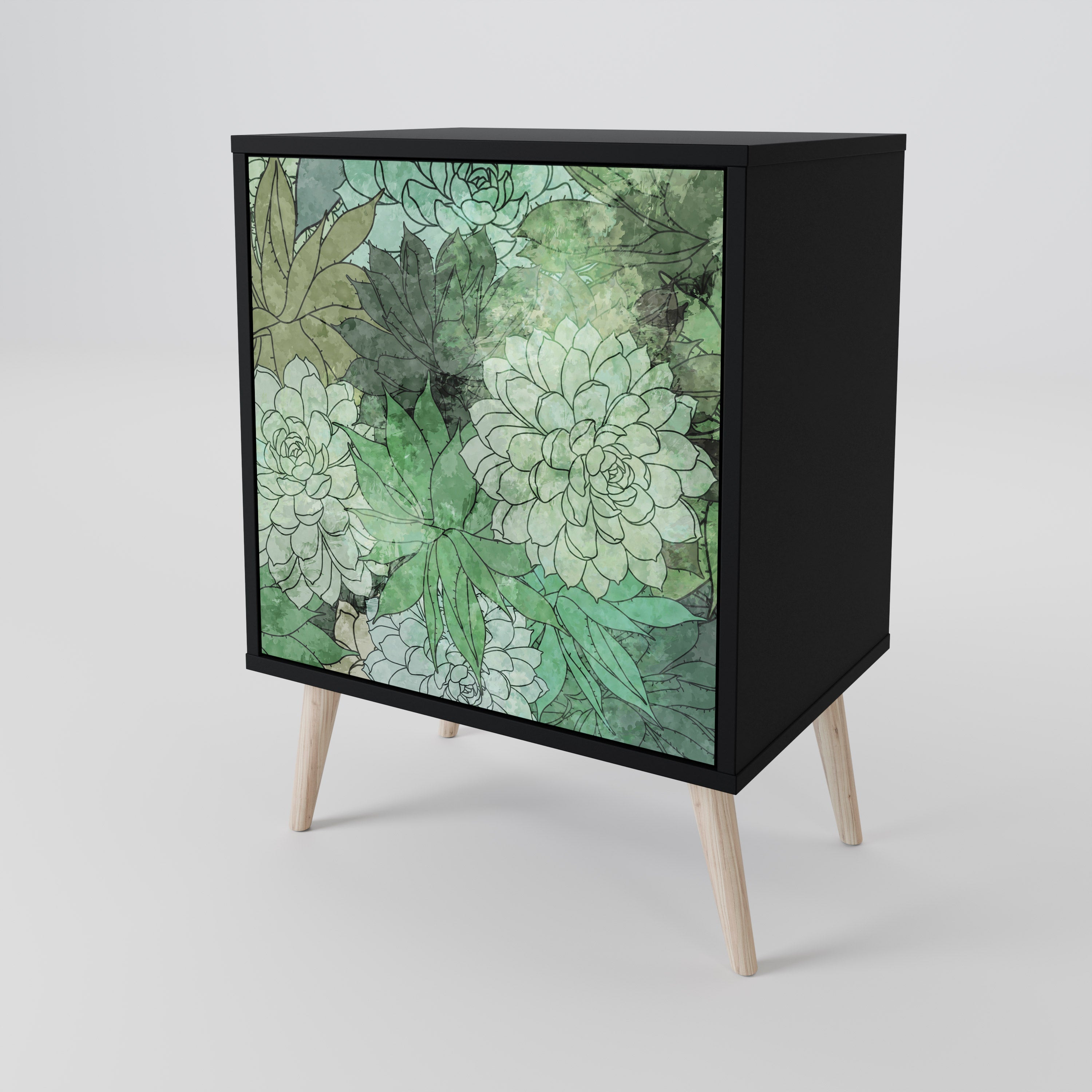 SUCCULENT CLUSTER Aparador de 1 Porta em Acabamento Preto