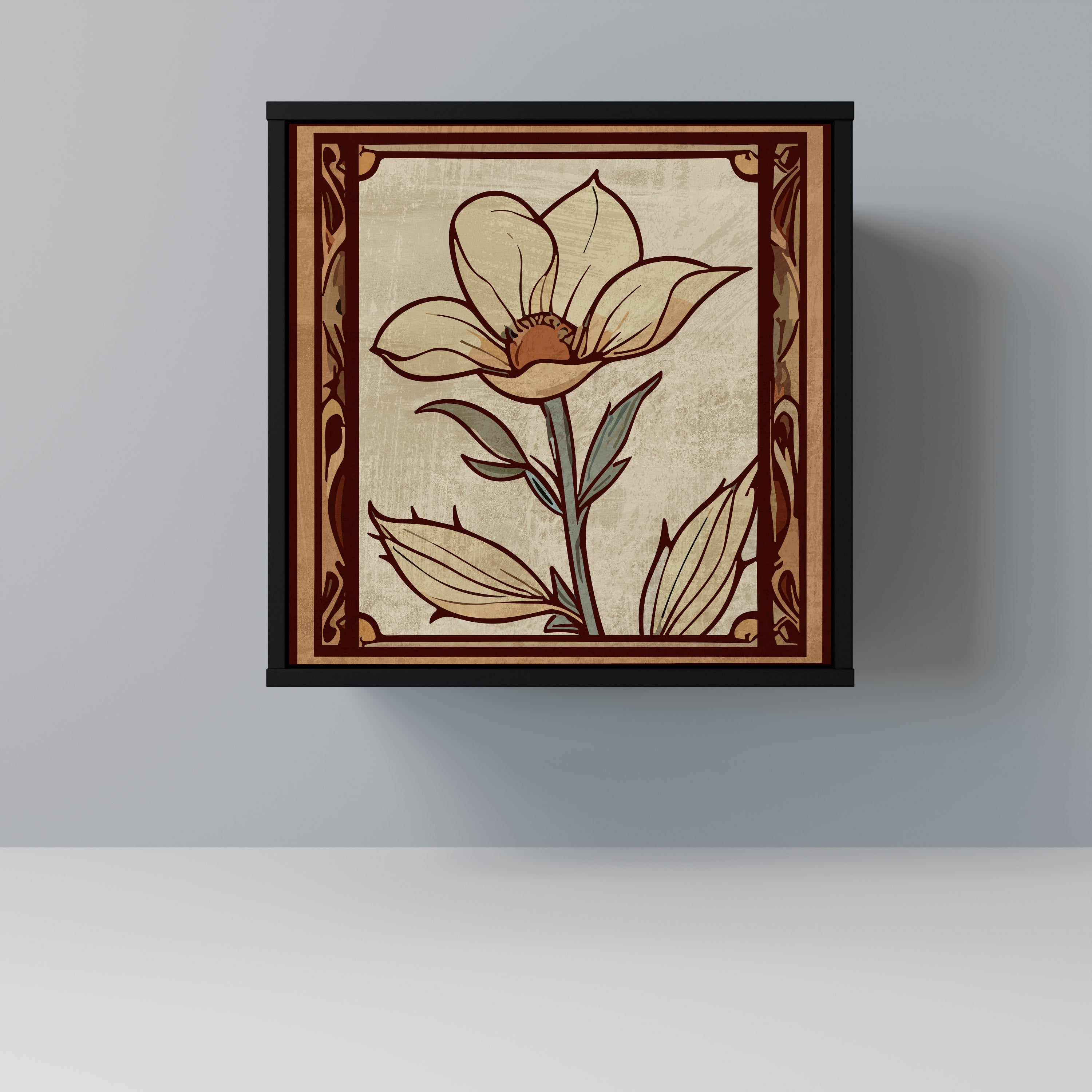 TIMELESS FLORA Aparador de 1 Porta em Acabamento Preto