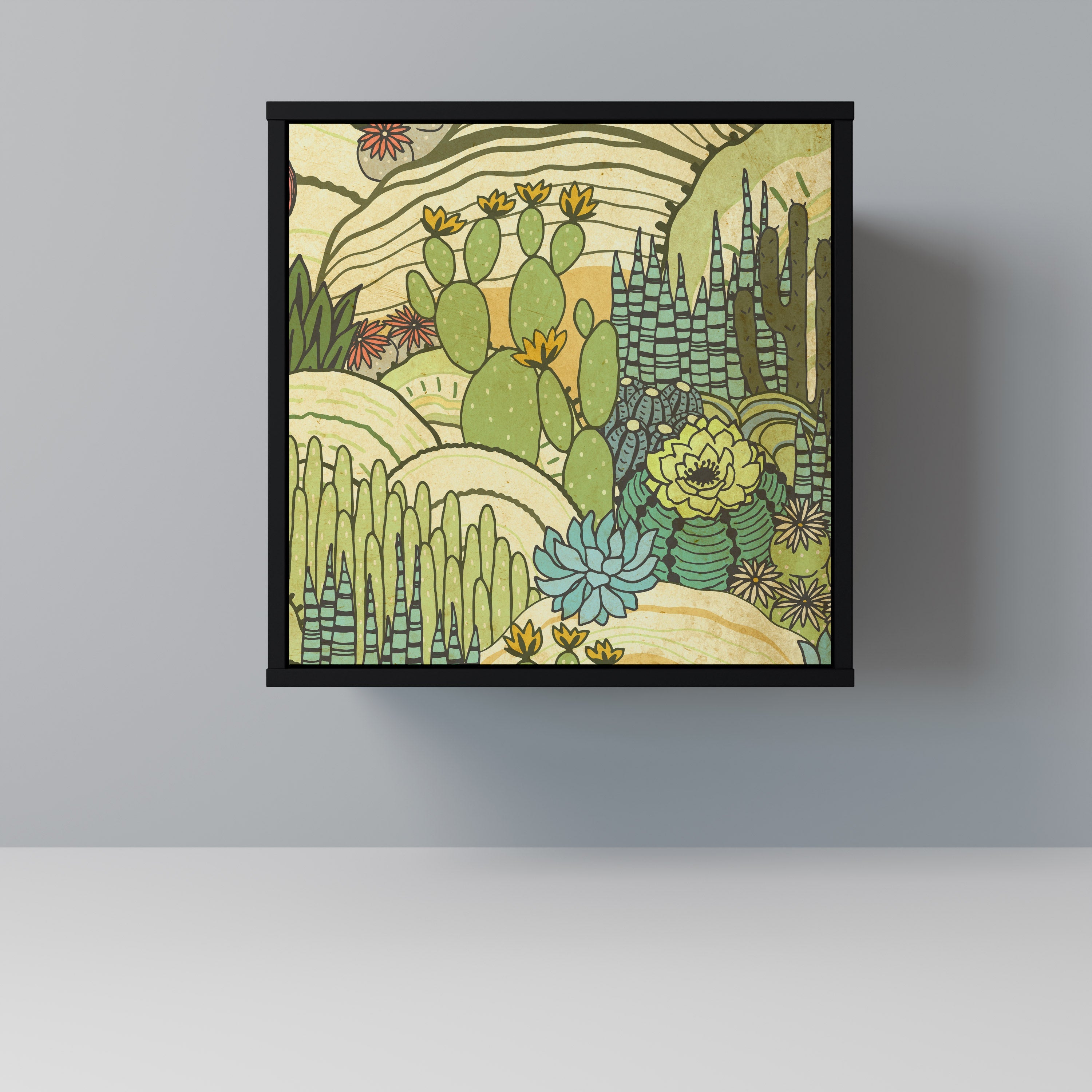 SUCCULENTS KALEIDOSCOPE Aparador de 1 Porta em Acabamento Preto