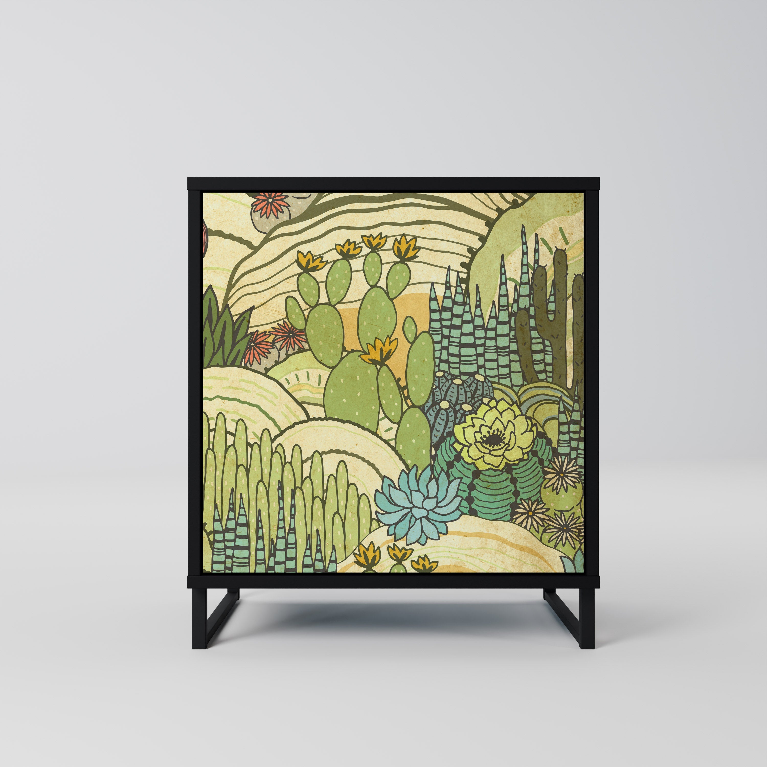 SUCCULENTS KALEIDOSCOPE Aparador de 1 Porta em Acabamento Preto