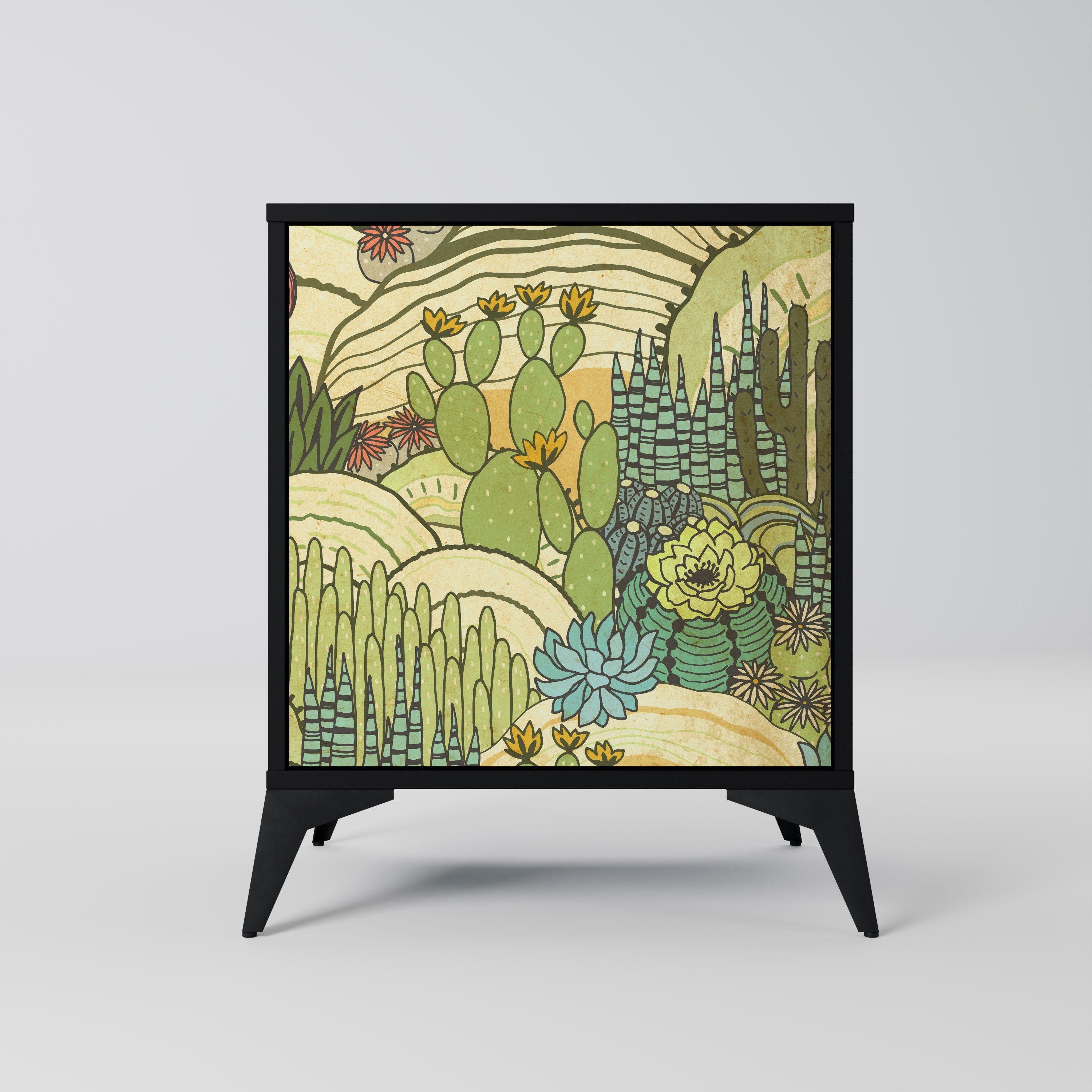 SUCCULENTS KALEIDOSCOPE Aparador de 1 Porta em Acabamento Preto