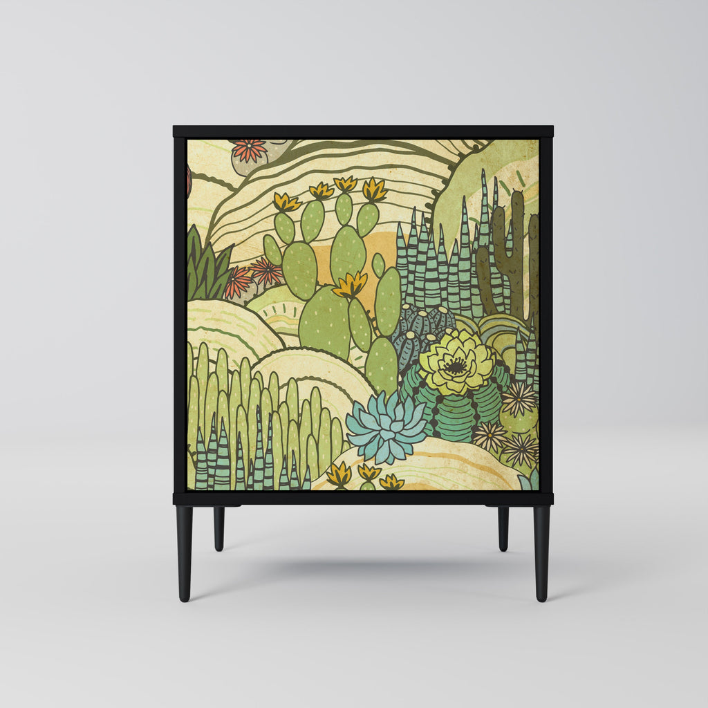 SUCCULENTS KALEIDOSCOPE Aparador de 1 Porta em Acabamento Preto