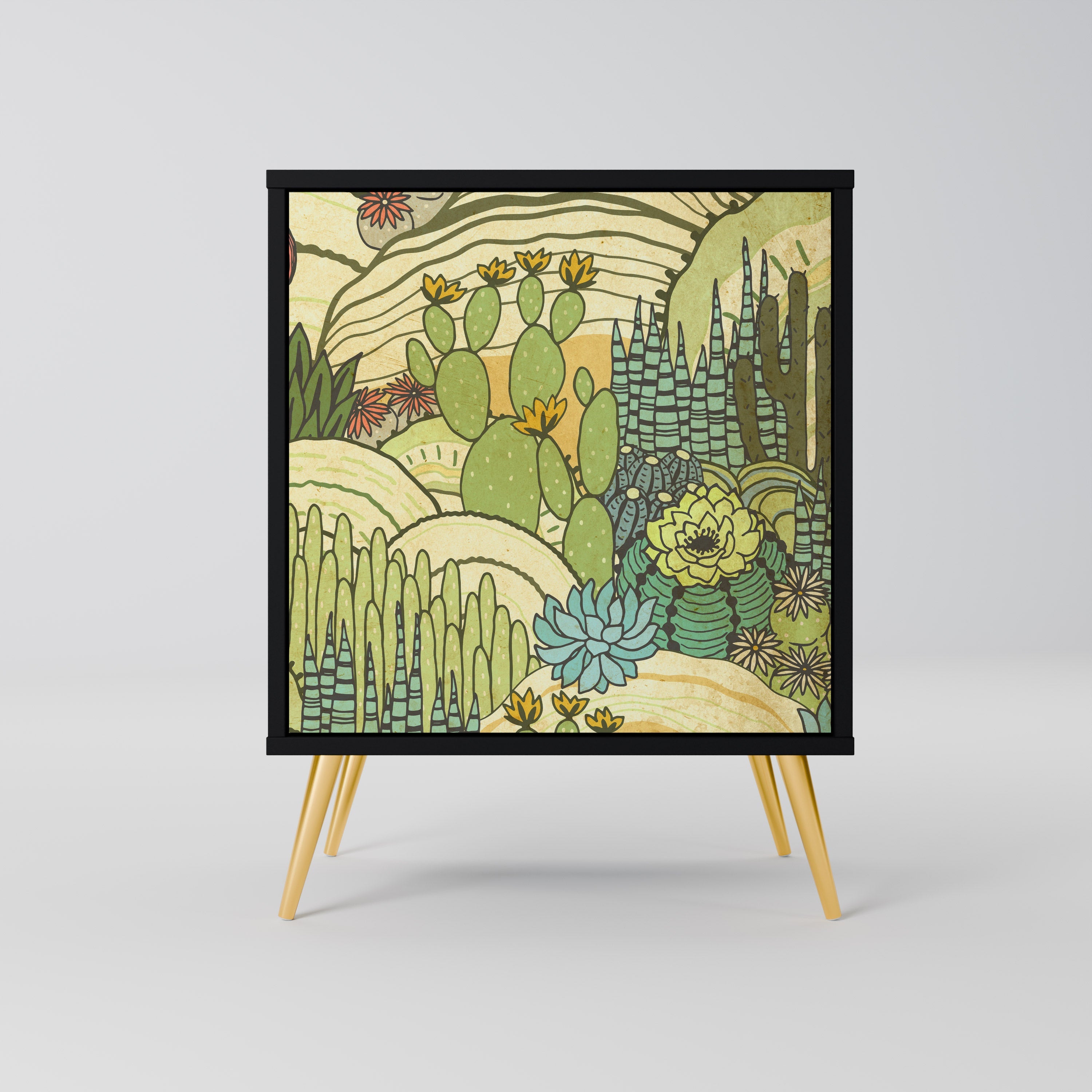 SUCCULENTS KALEIDOSCOPE Aparador de 1 Porta em Acabamento Preto