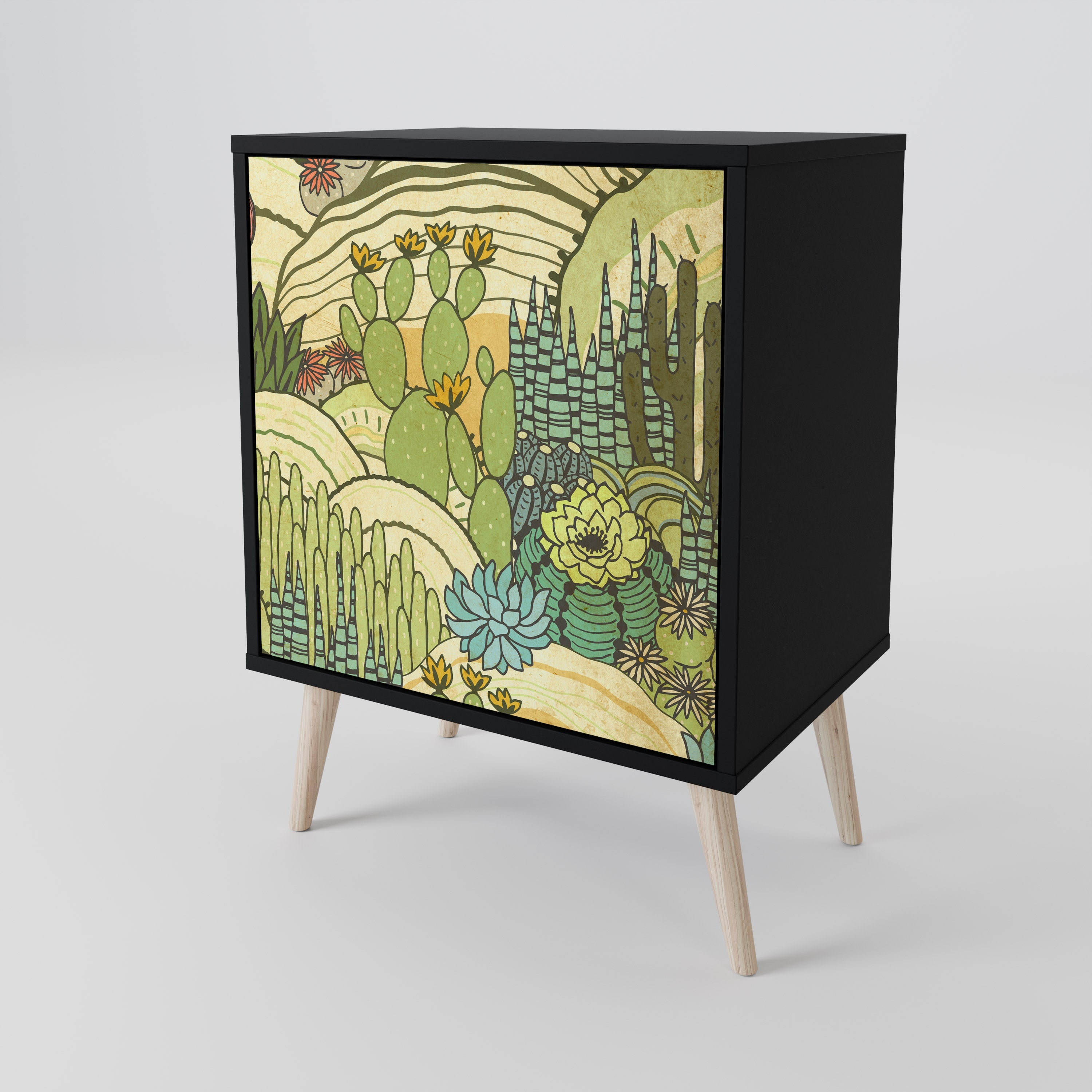 SUCCULENTS KALEIDOSCOPE Aparador de 1 Porta em Acabamento Preto