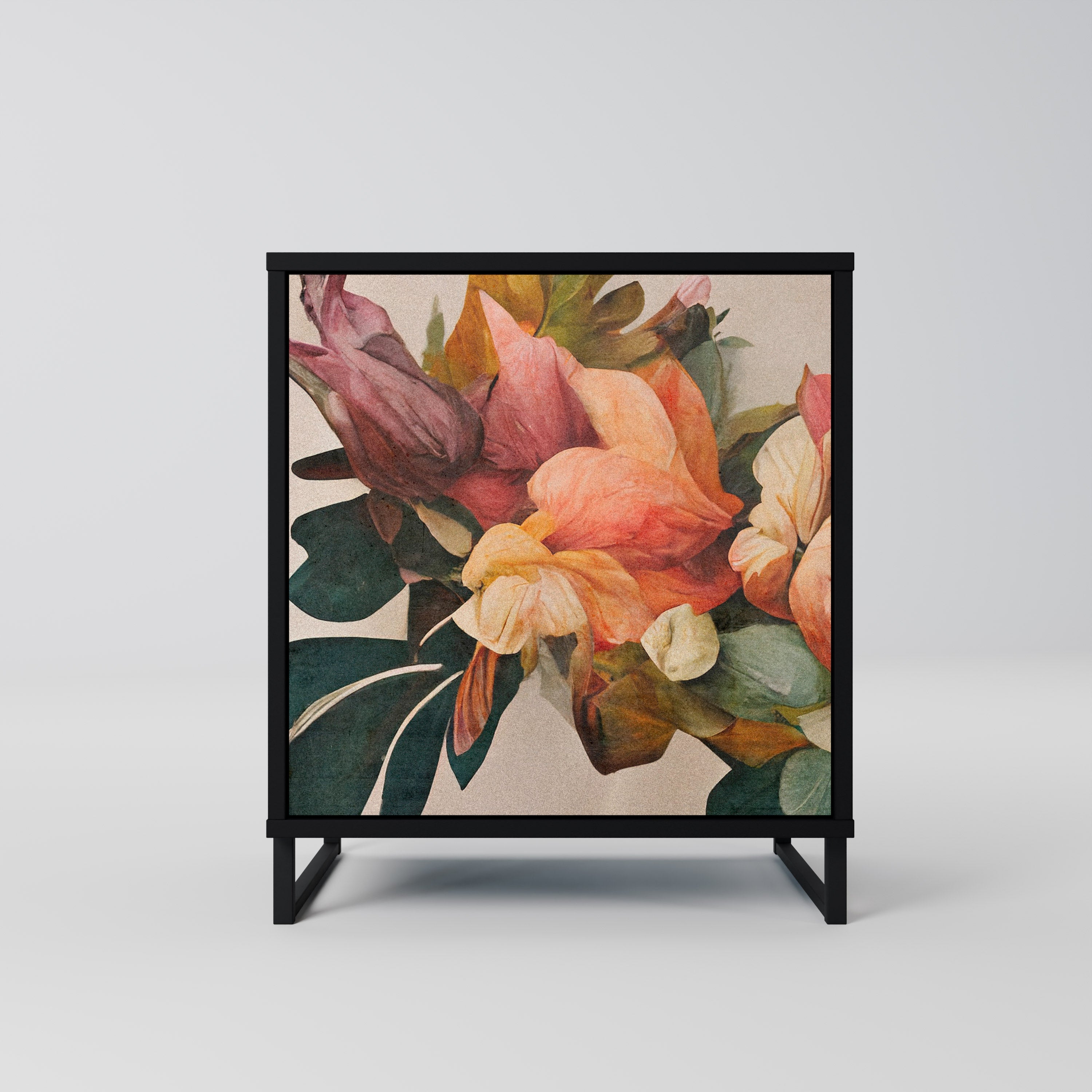 STYLISH BEAUTY Aparador de 1 Porta em Acabamento Preto