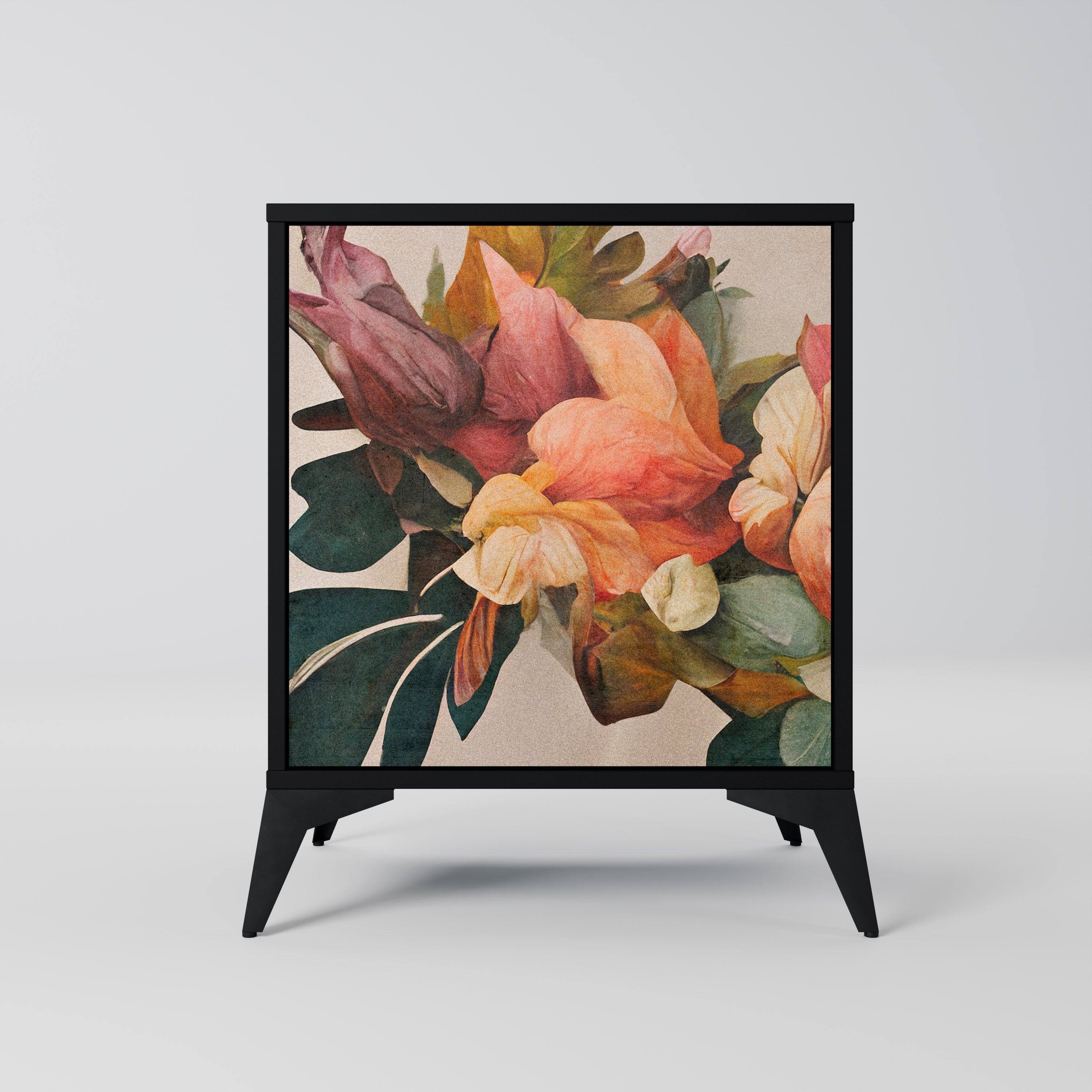 STYLISH BEAUTY Aparador de 1 Porta em Acabamento Preto