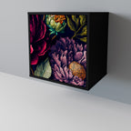 BLOOMING ELEGANCE Aparador de 1 Porta em Acabamento Preto