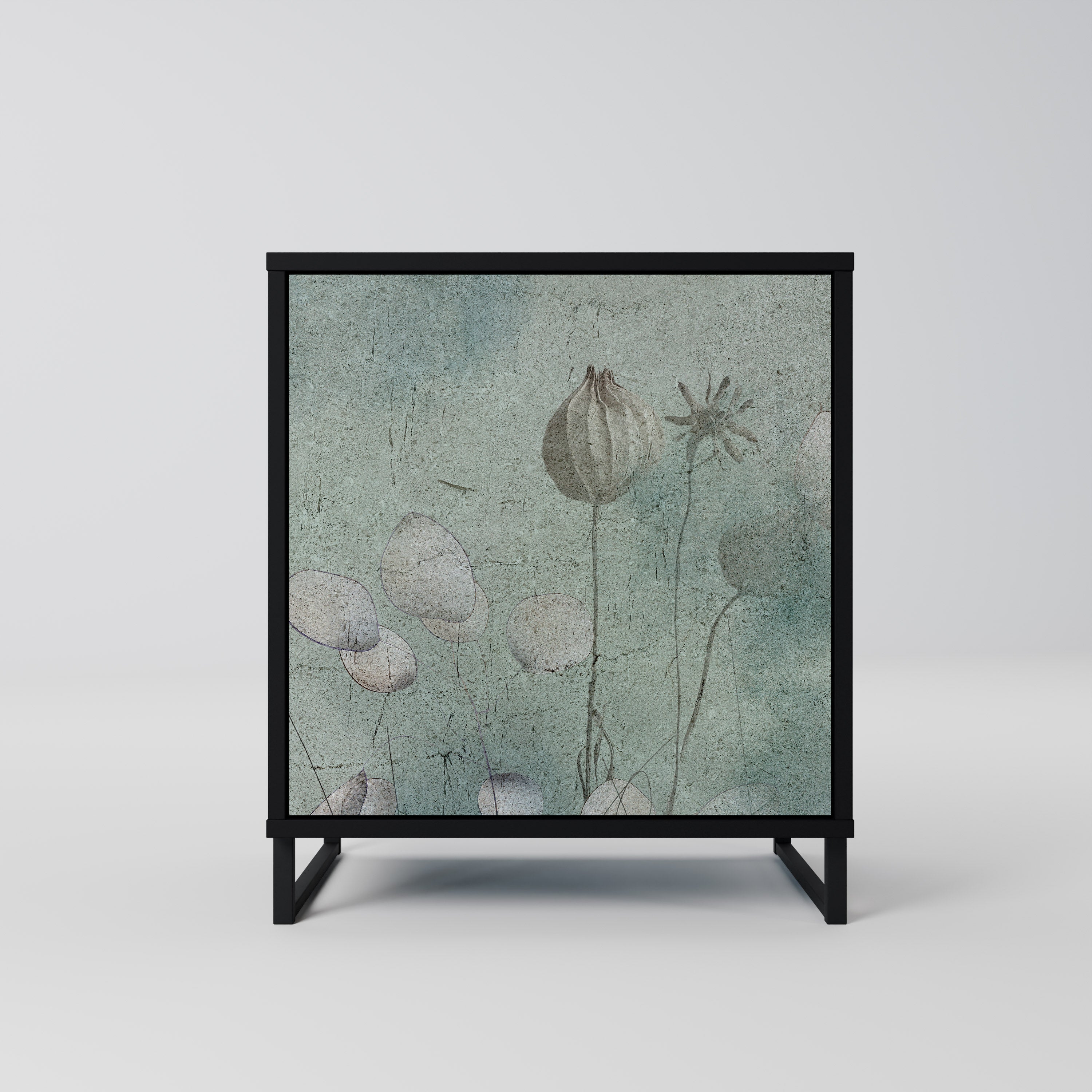 NIGHT LADY Aparador de 1 Porta em Acabamento Preto