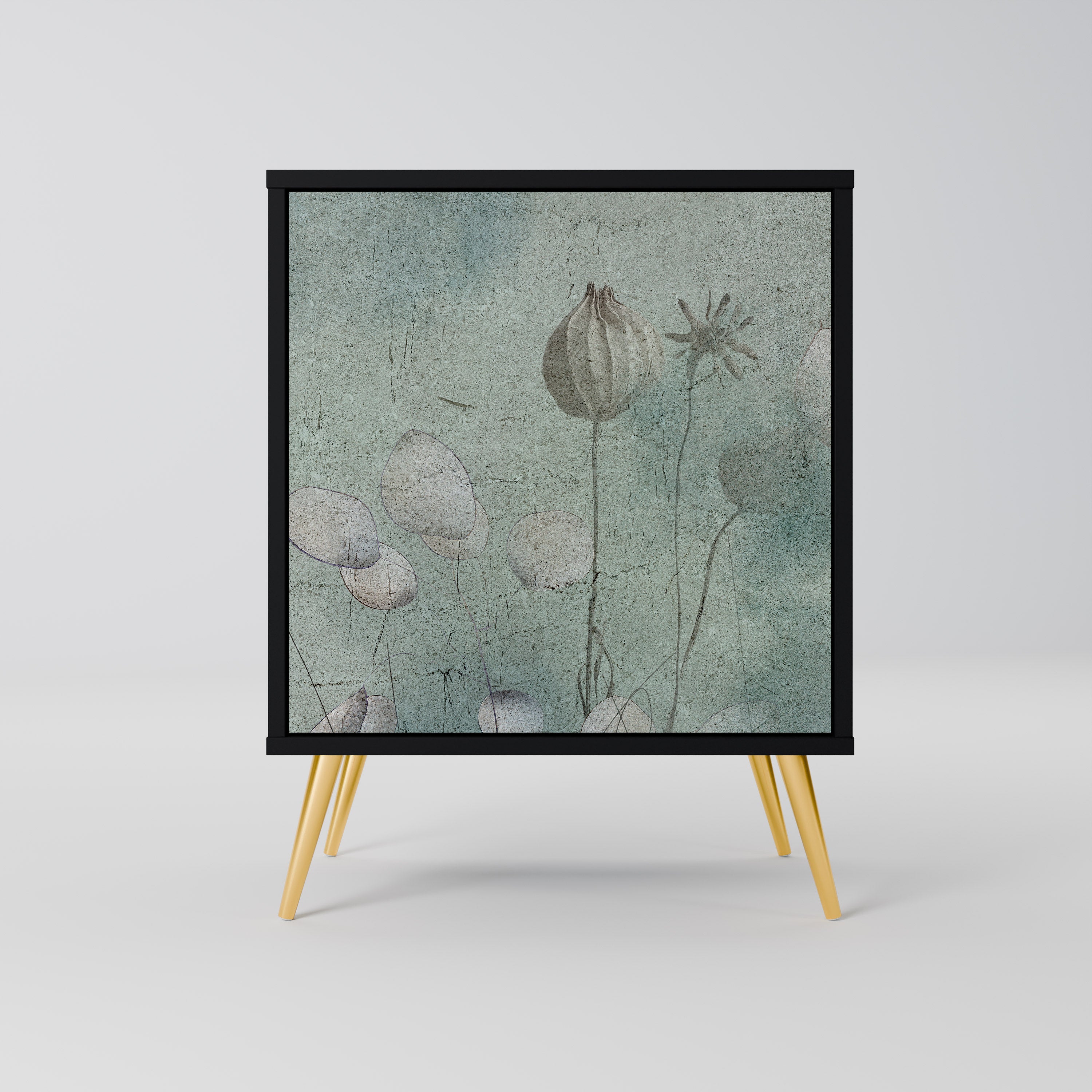 NIGHT LADY Aparador de 1 Porta em Acabamento Preto