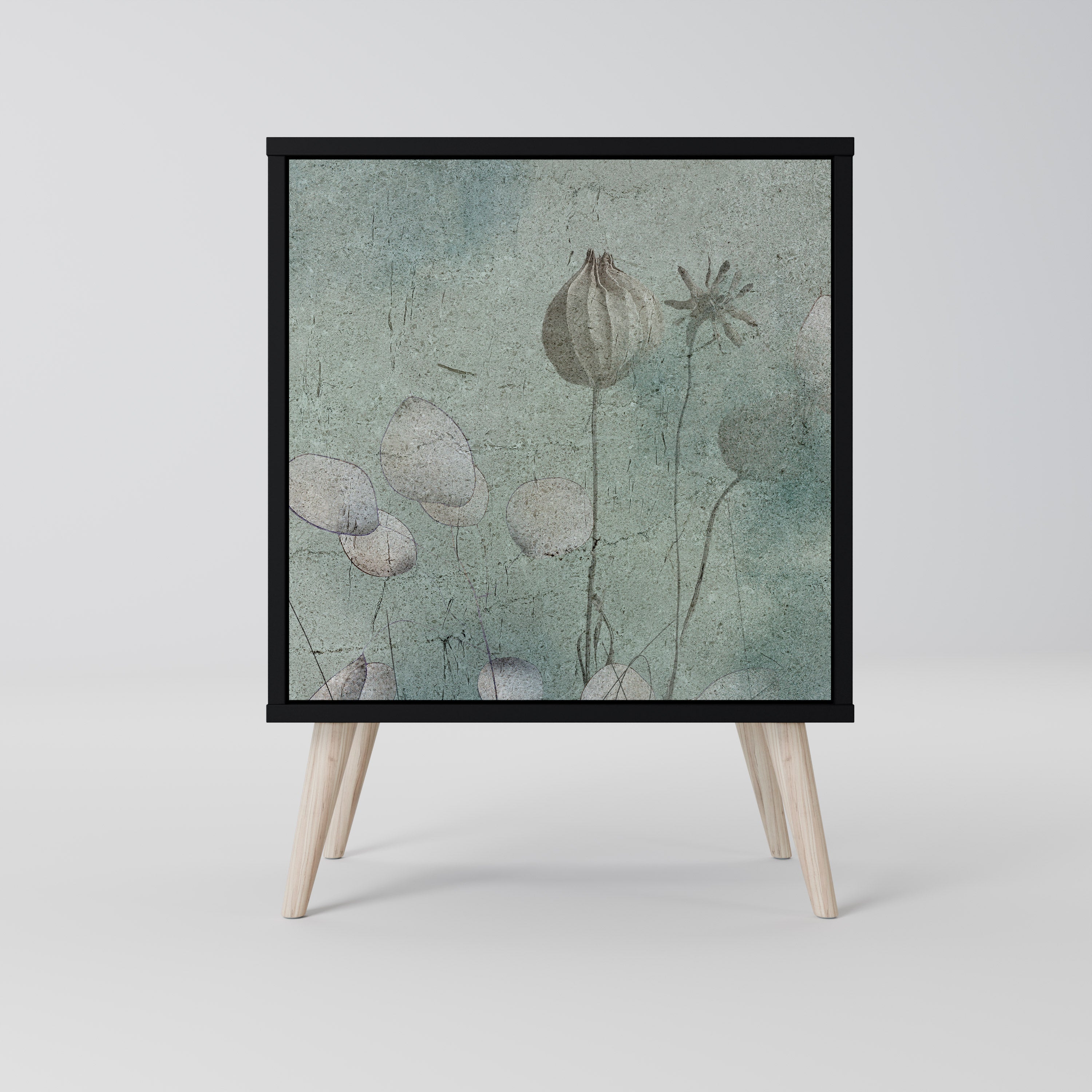 NIGHT LADY Aparador de 1 Porta em Acabamento Preto