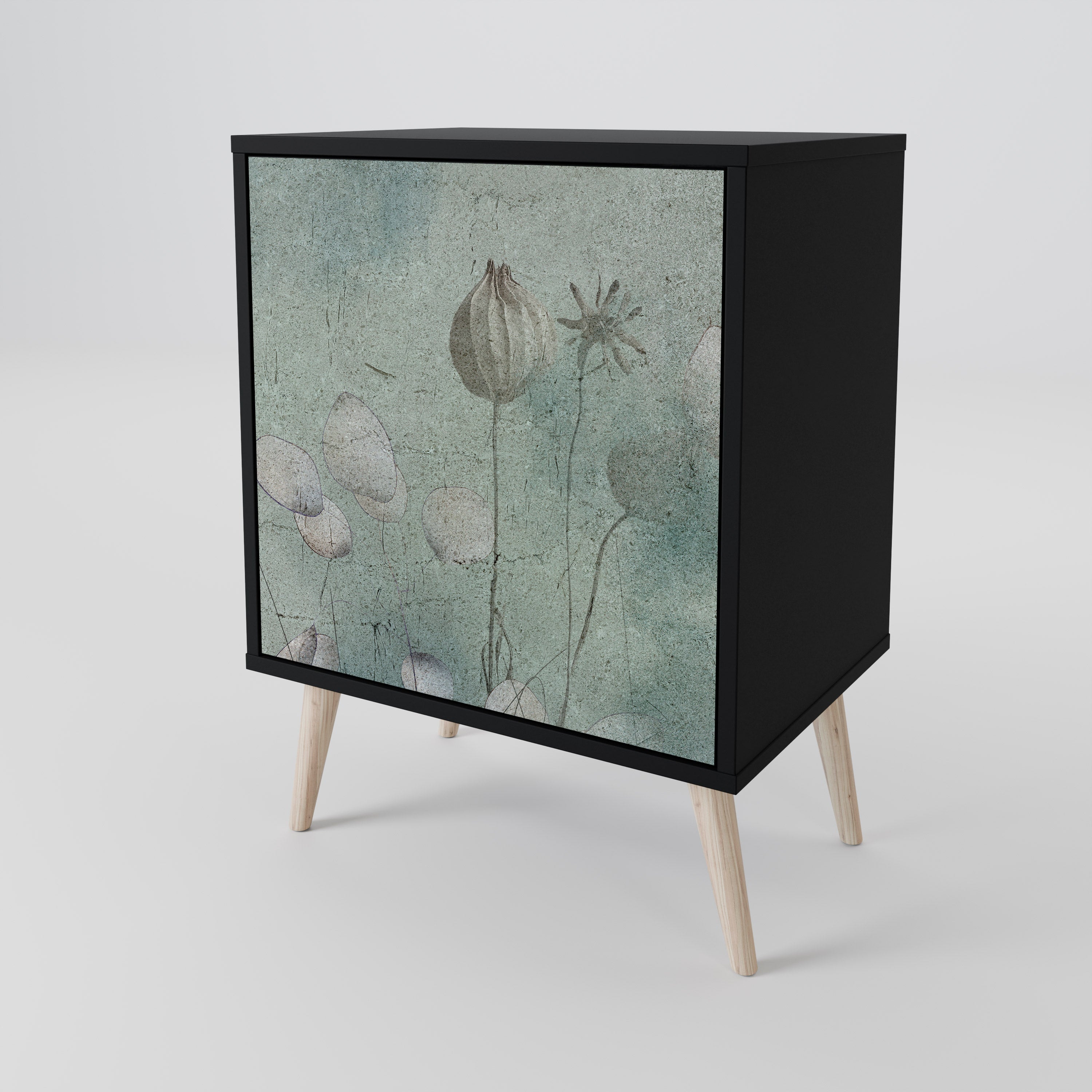 NIGHT LADY Aparador de 1 Porta em Acabamento Preto