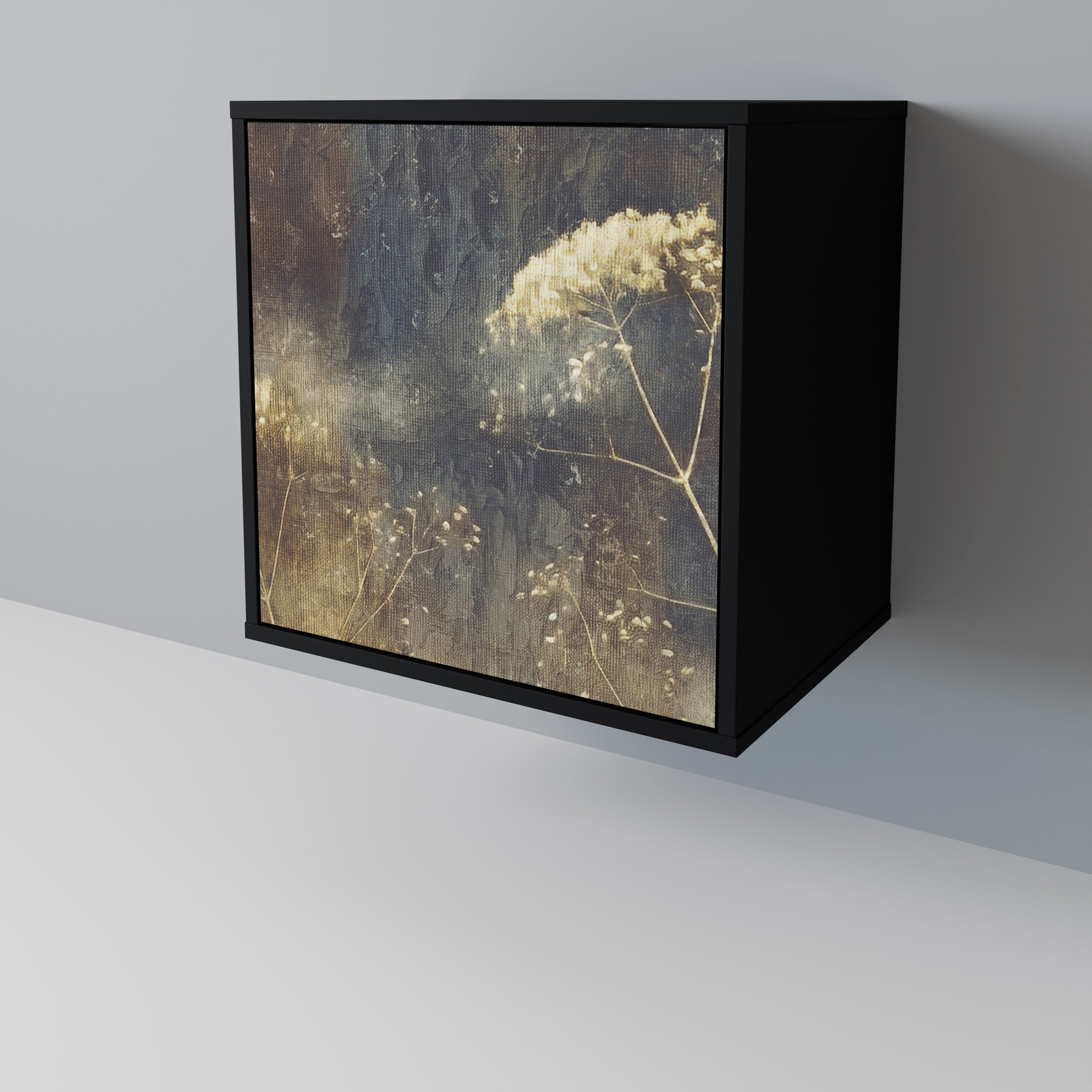 GENTLE POWER Aparador de 1 Porta em Acabamento Preto