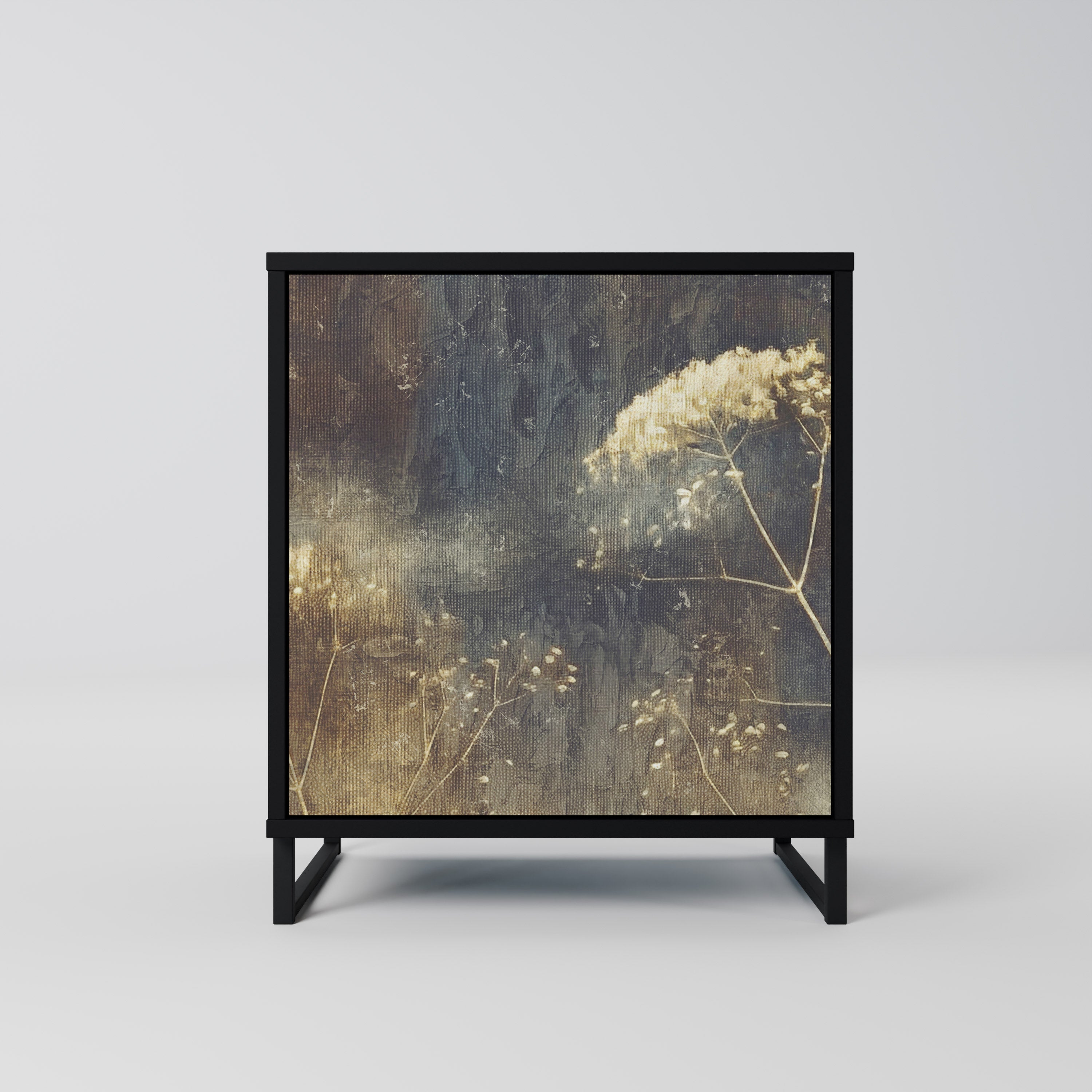 GENTLE POWER Aparador de 1 Porta em Acabamento Preto