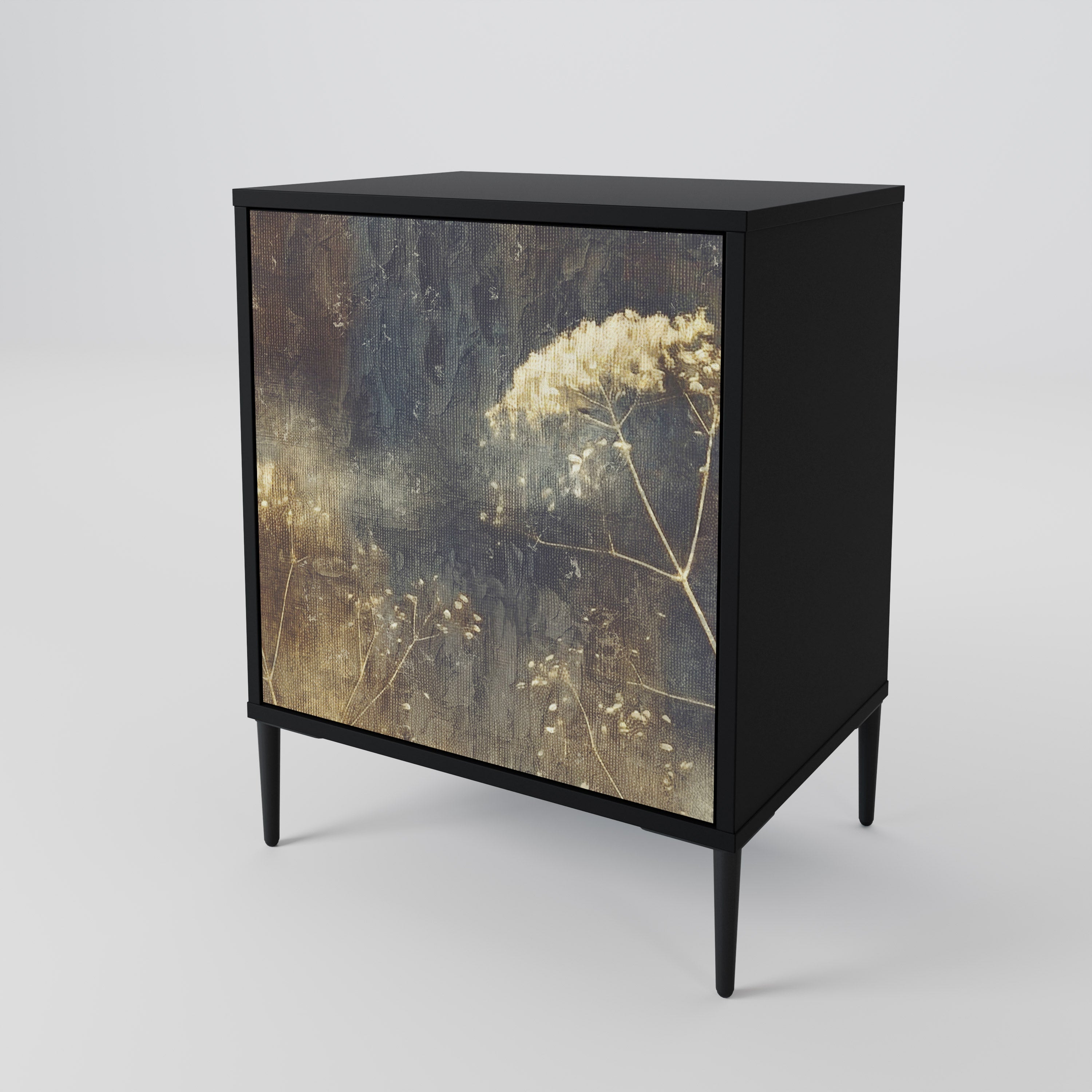 GENTLE POWER Aparador de 1 Porta em Acabamento Preto