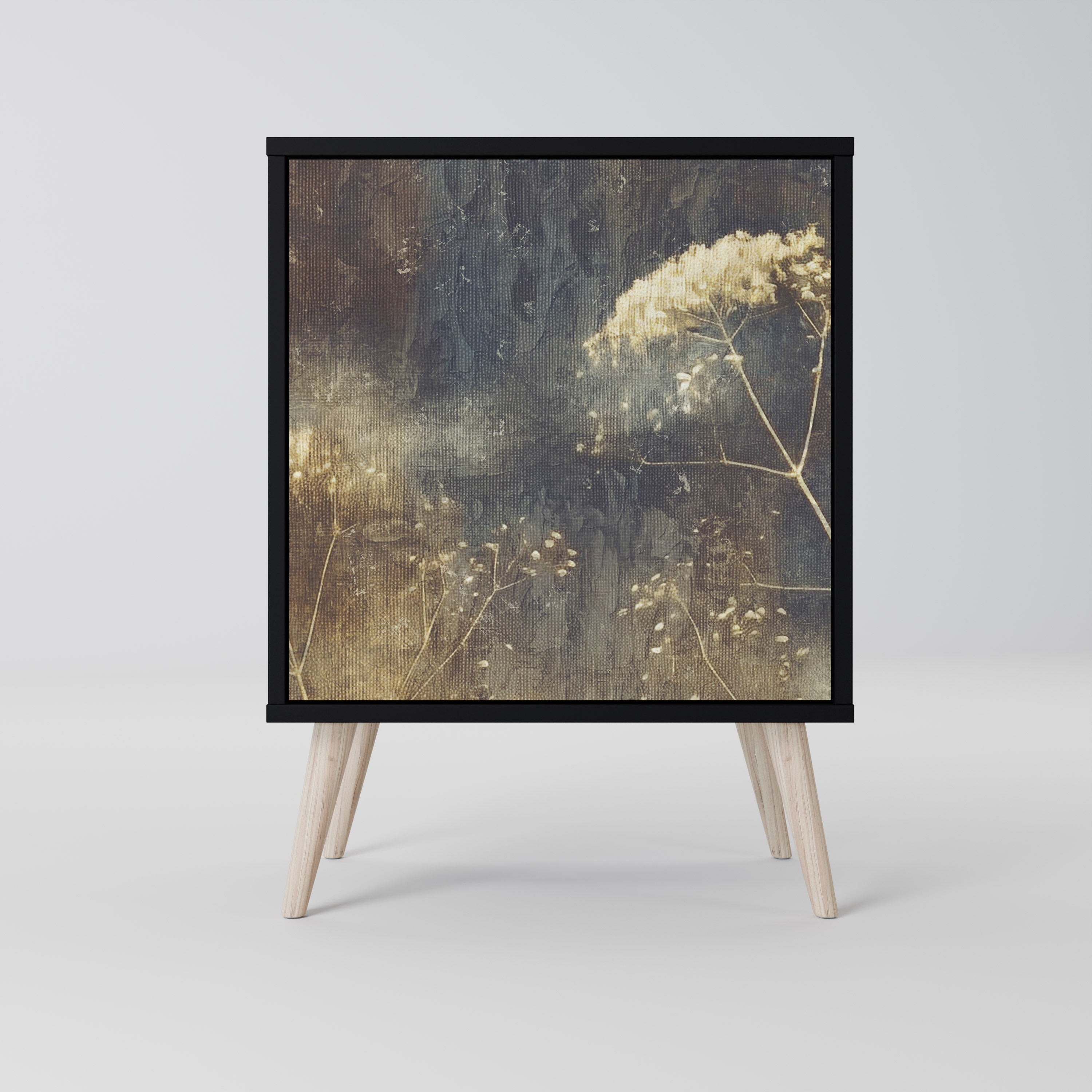 GENTLE POWER Aparador de 1 Porta em Acabamento Preto