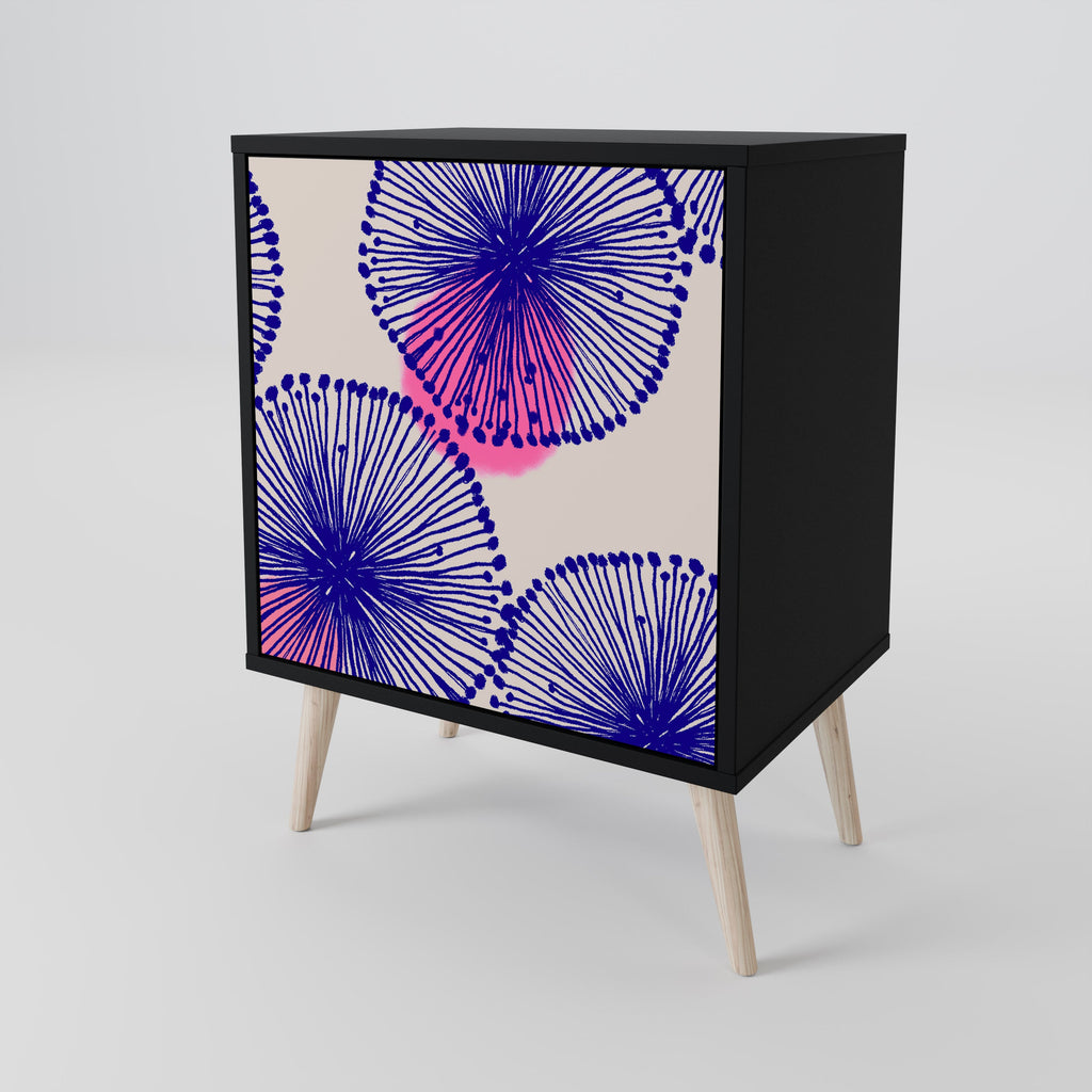 MAGIC NATURE Aparador de 1 Porta em Acabamento Preto