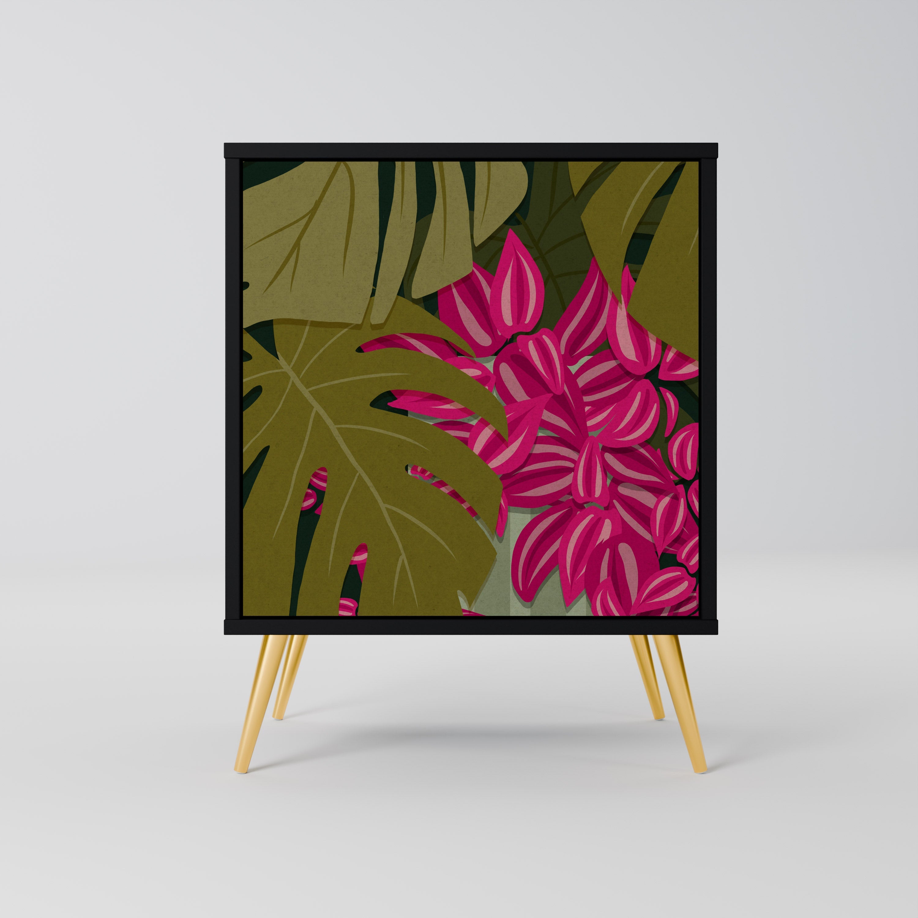 TROPICAL BEAUTY Aparador de 1 Porta em Acabamento Preto