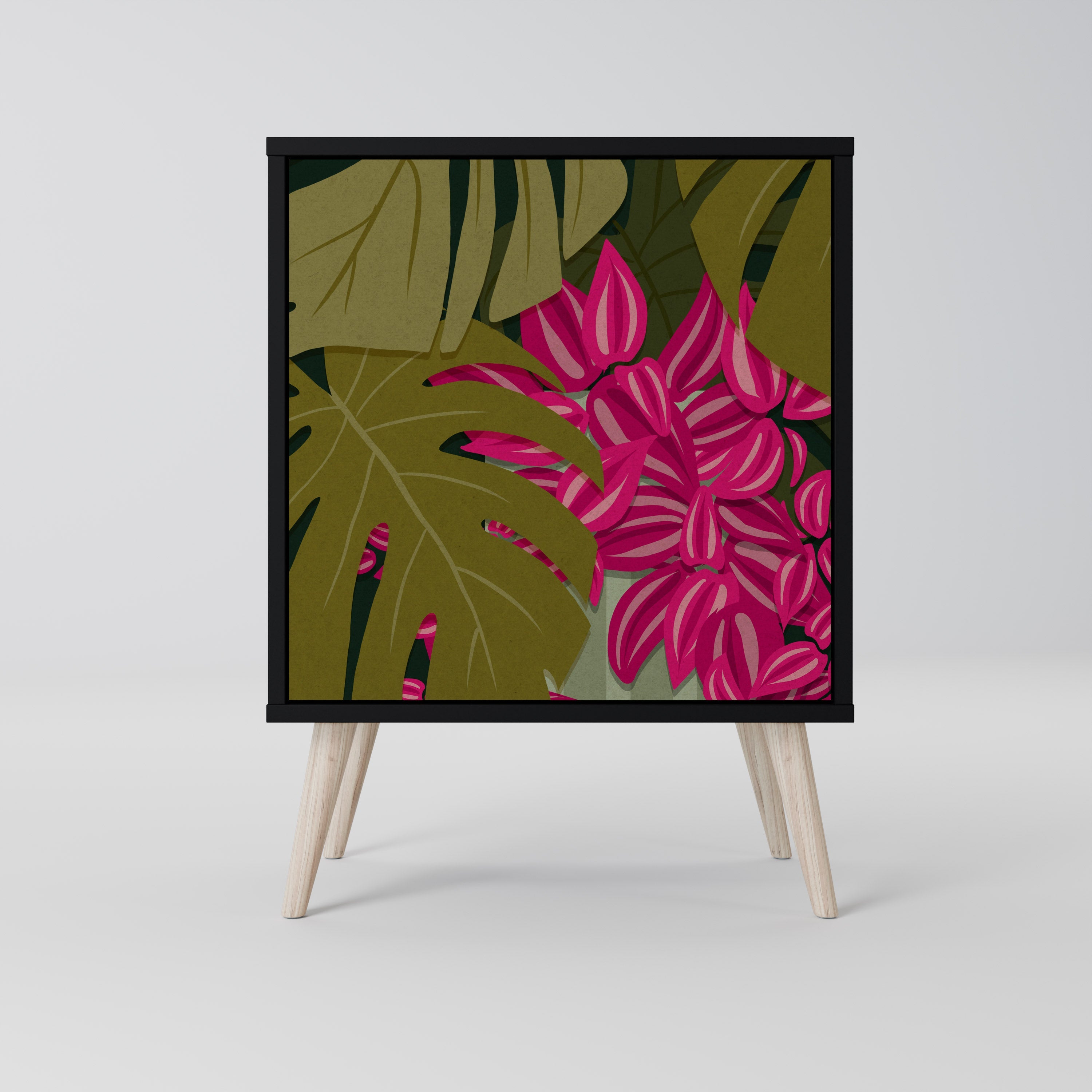 TROPICAL BEAUTY Aparador de 1 Porta em Acabamento Preto