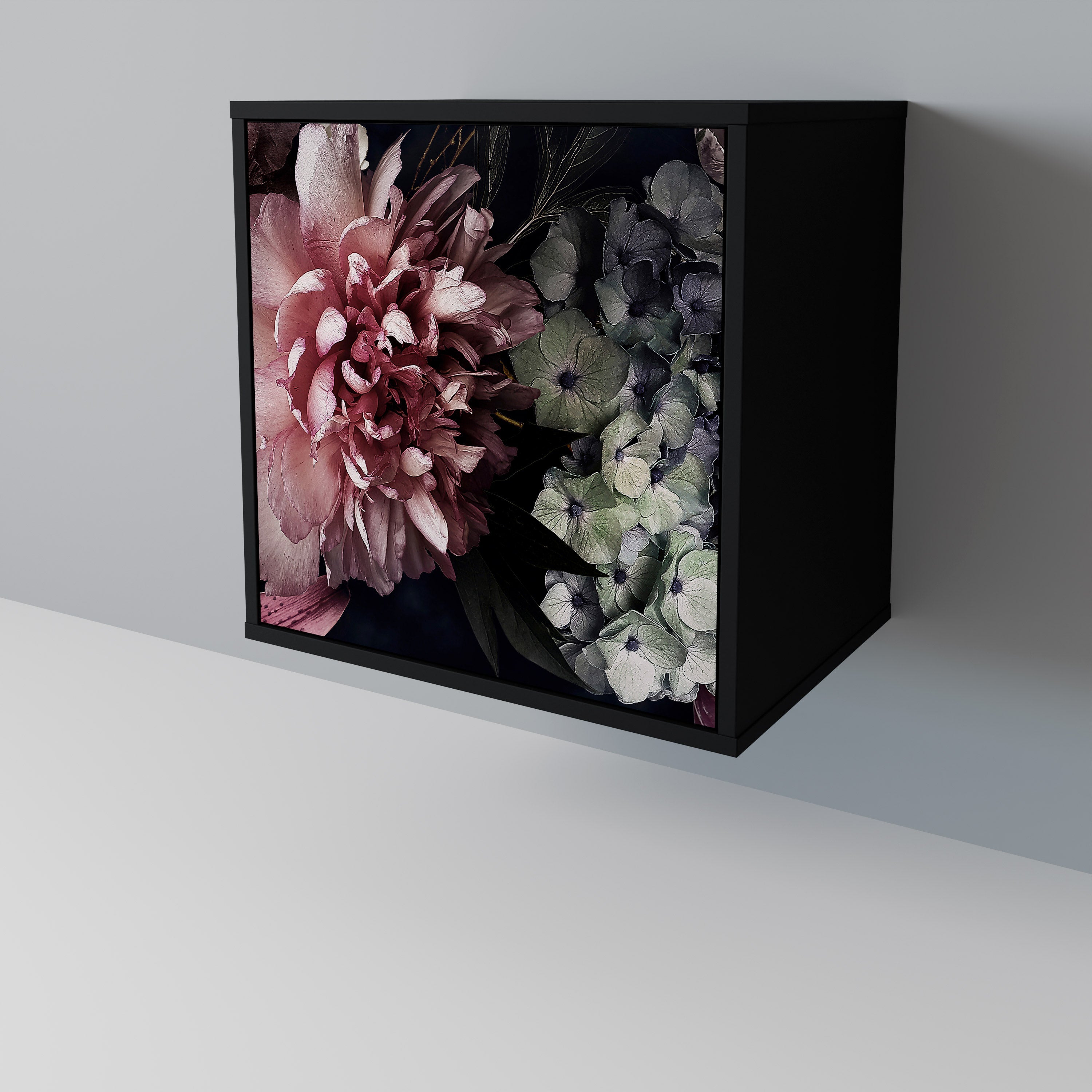 PURE BLOSSOM Aparador de 1 Porta em Acabamento Preto