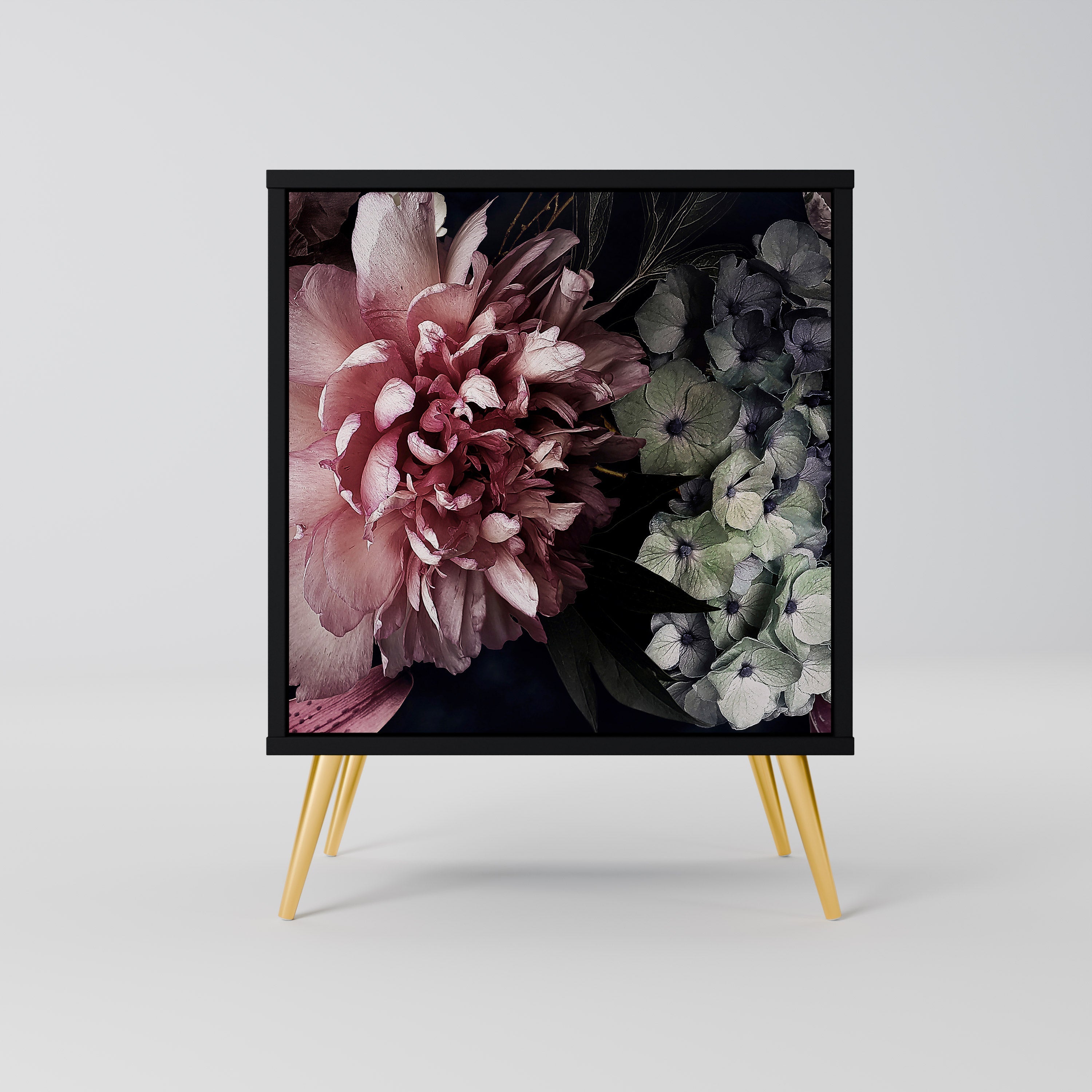 PURE BLOSSOM Aparador de 1 Porta em Acabamento Preto