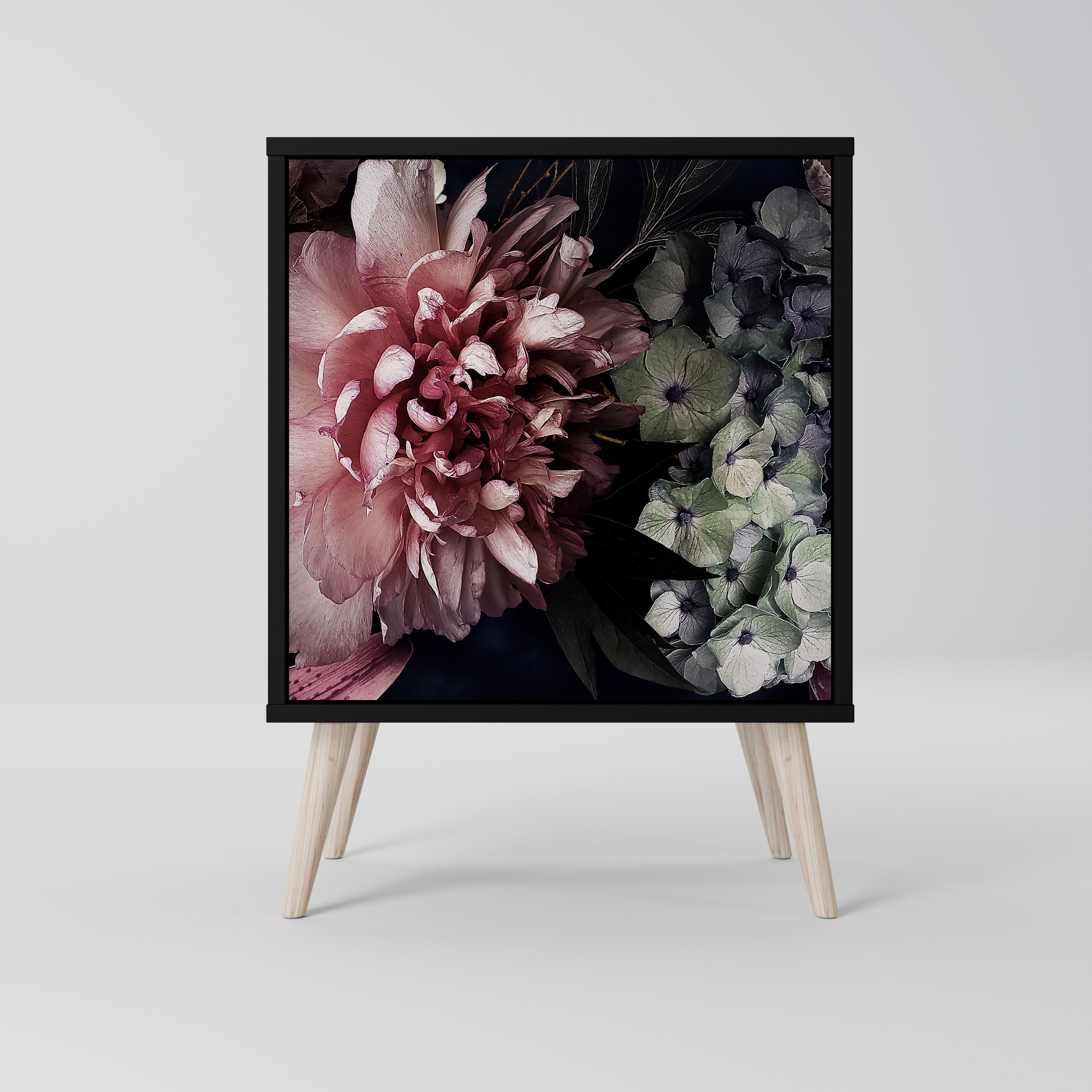 PURE BLOSSOM Aparador de 1 Porta em Acabamento Preto