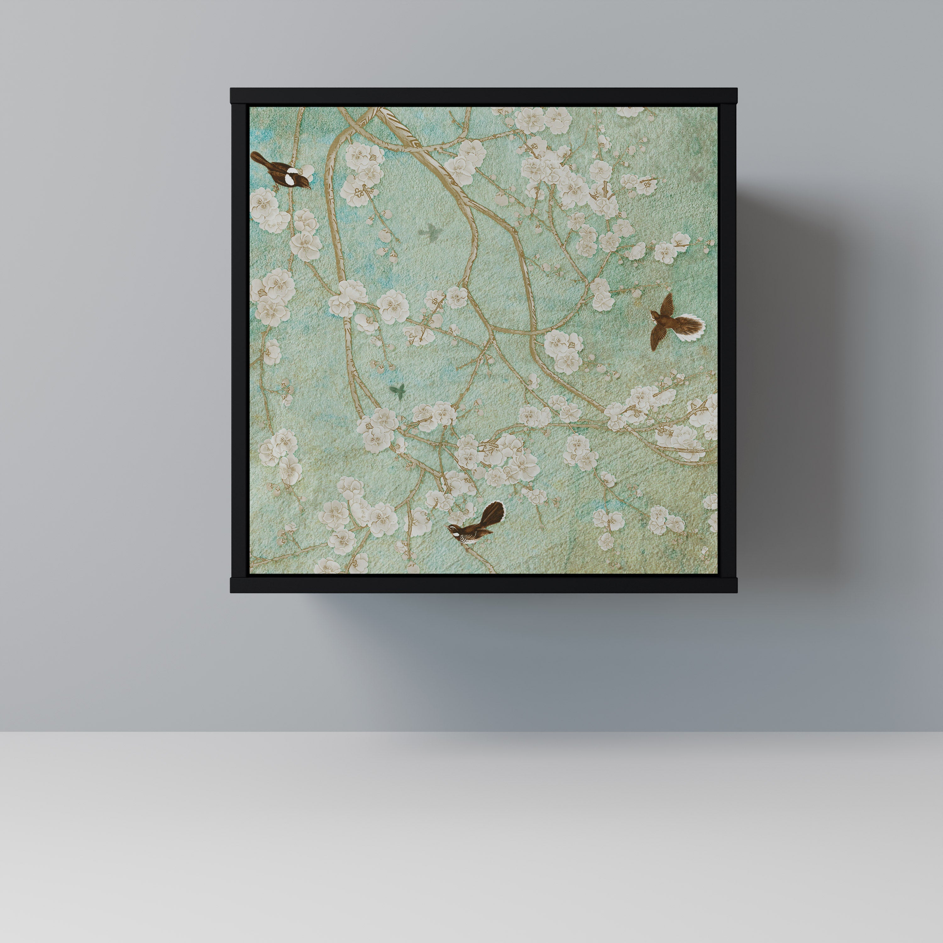 BLOOMING CHARM Aparador de 1 Porta em Acabamento Preto