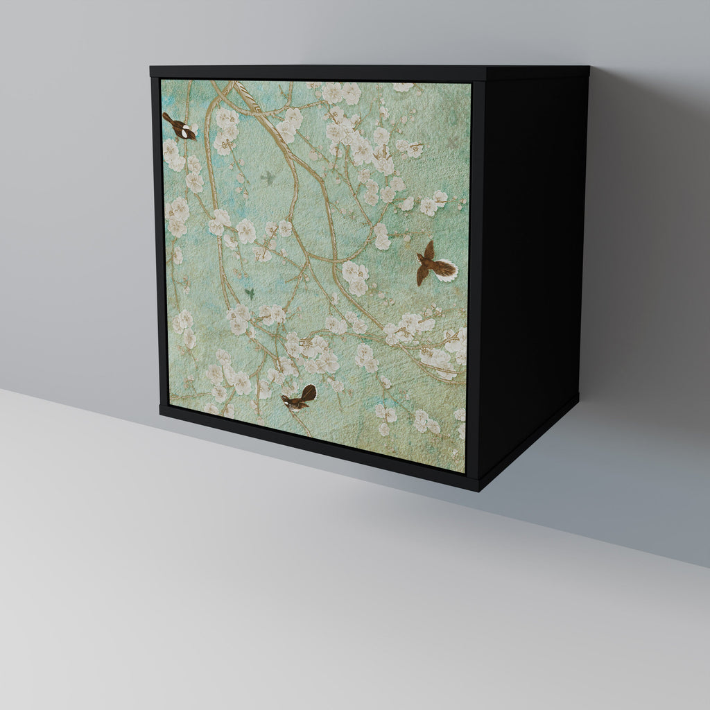 BLOOMING CHARM Aparador de 1 Porta em Acabamento Preto