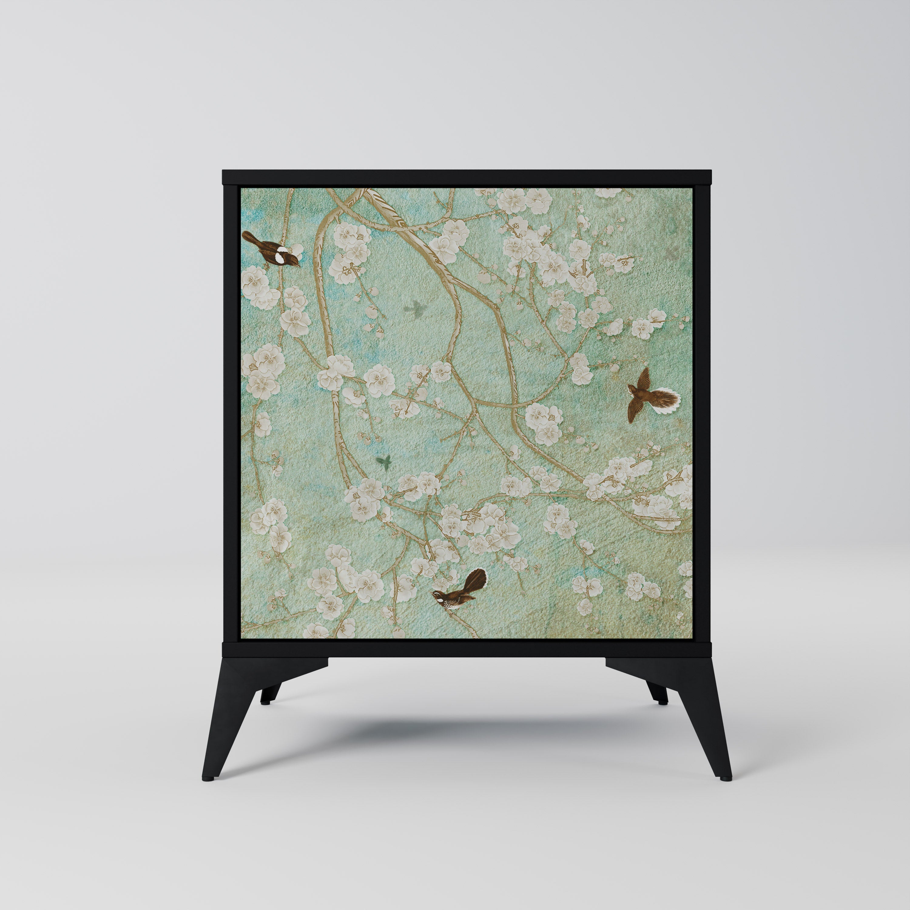 BLOOMING CHARM Aparador de 1 Porta em Acabamento Preto