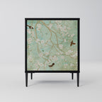 BLOOMING CHARM Aparador de 1 Porta em Acabamento Preto