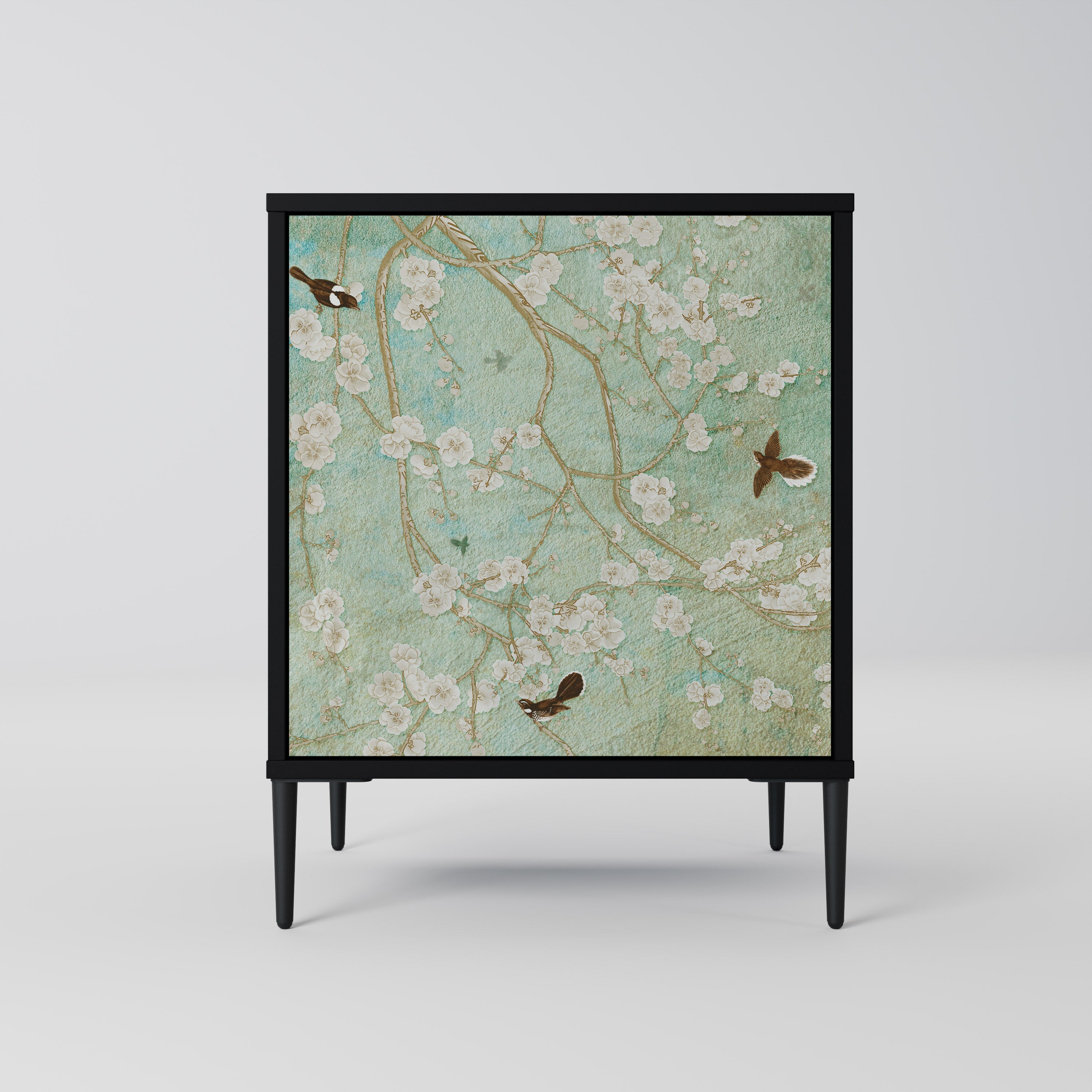 BLOOMING CHARM Aparador de 1 Porta em Acabamento Preto