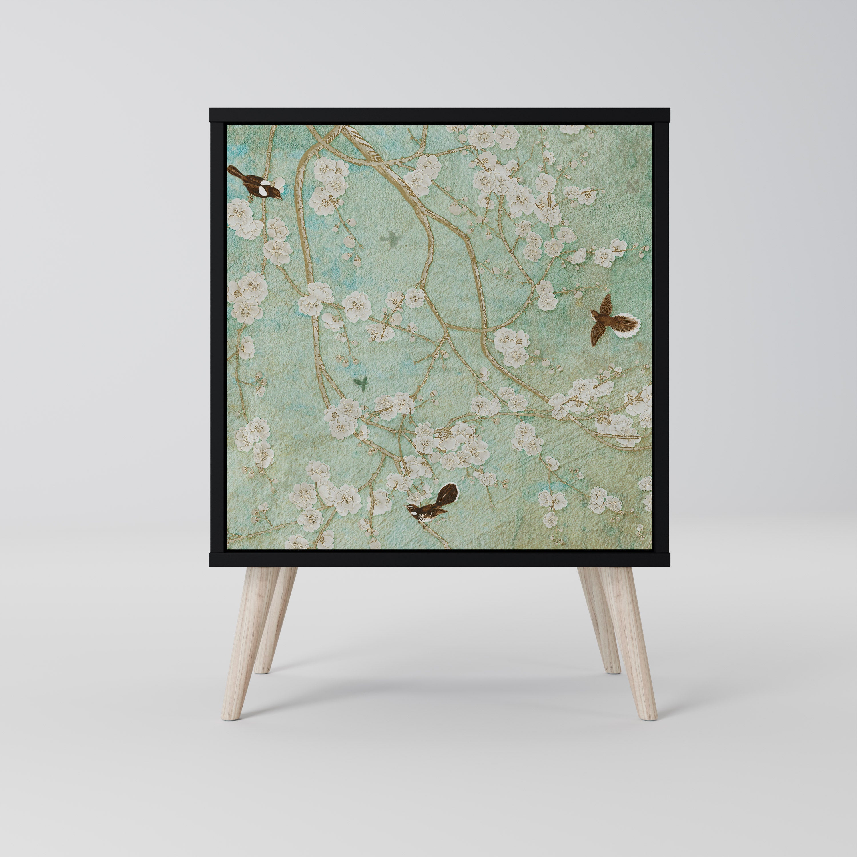 BLOOMING CHARM Aparador de 1 Porta em Acabamento Preto