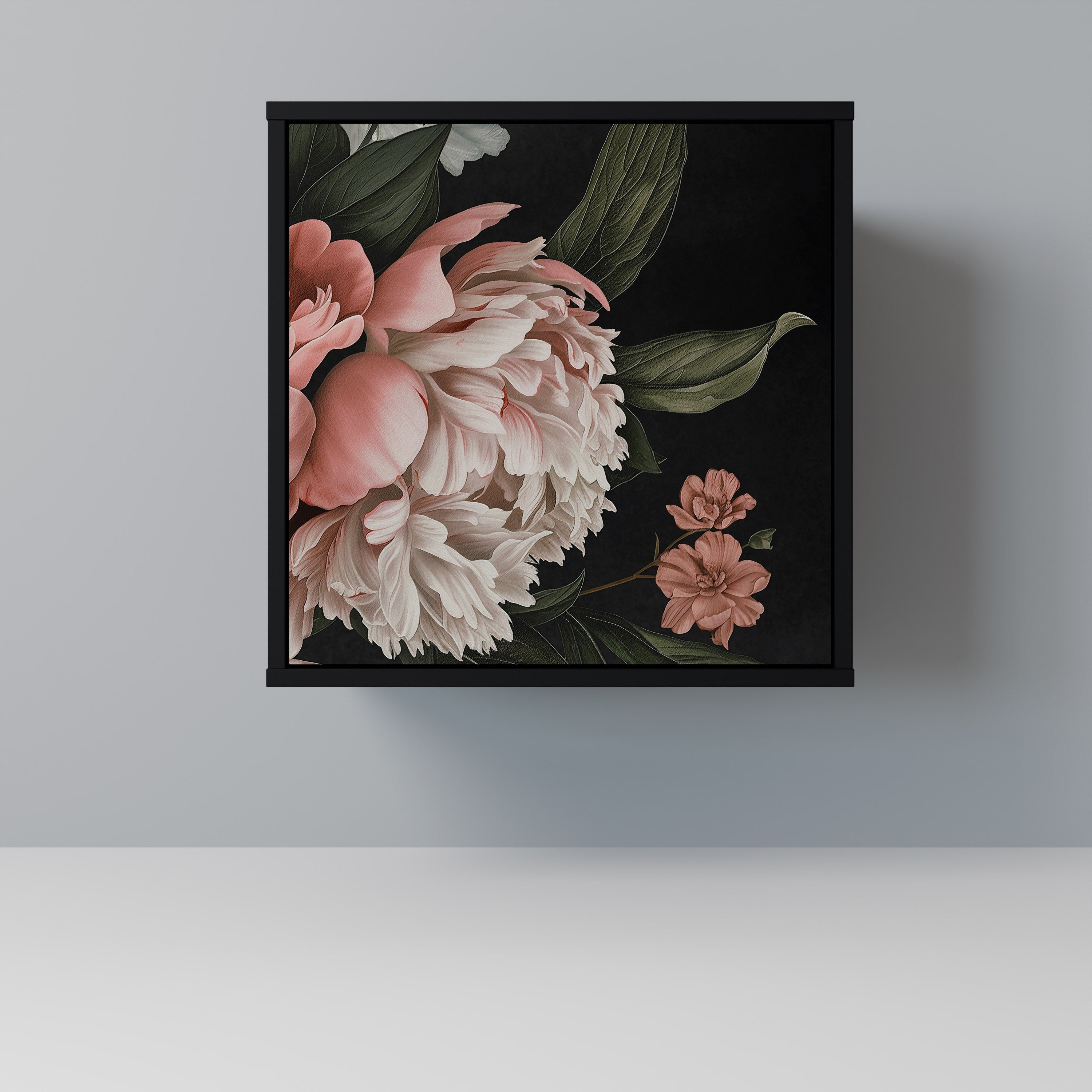 LUSH ELEGANCE Aparador de 1 Porta em Acabamento Preto