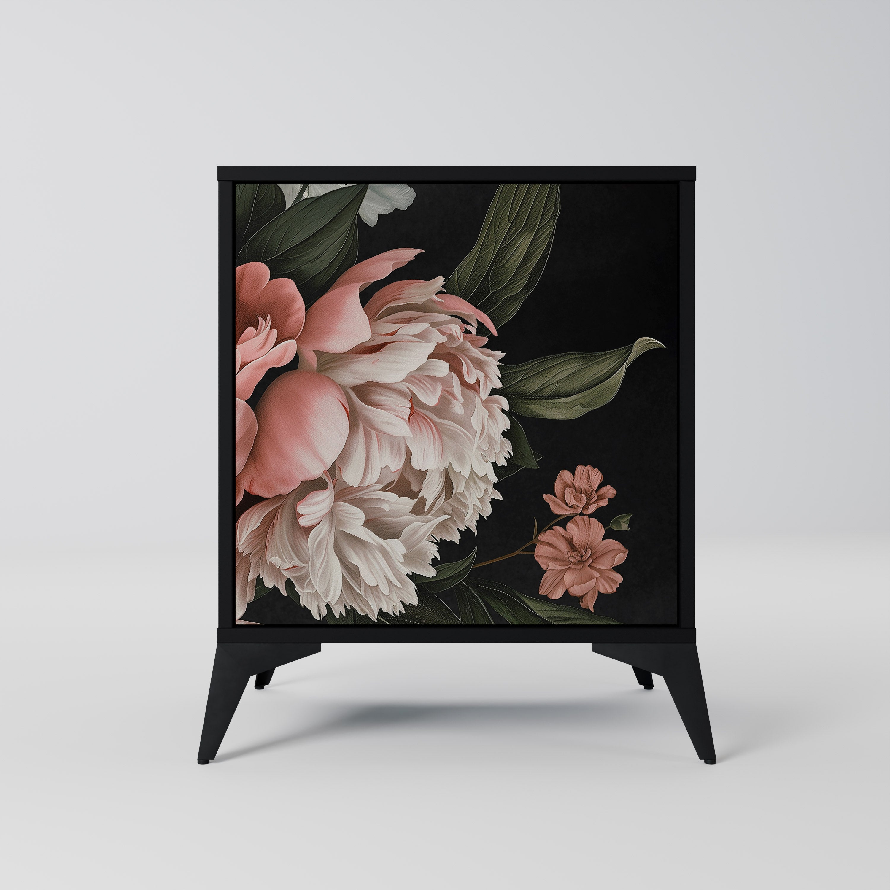 LUSH ELEGANCE Aparador de 1 Porta em Acabamento Preto