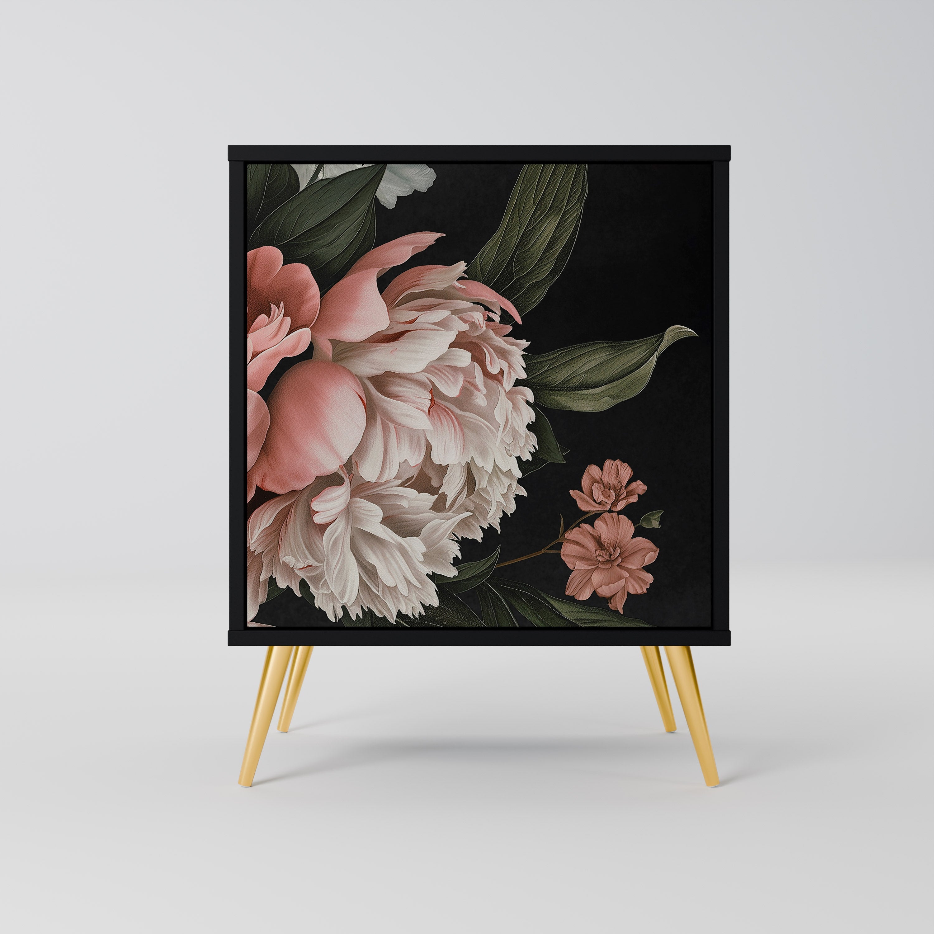 LUSH ELEGANCE Aparador de 1 Porta em Acabamento Preto