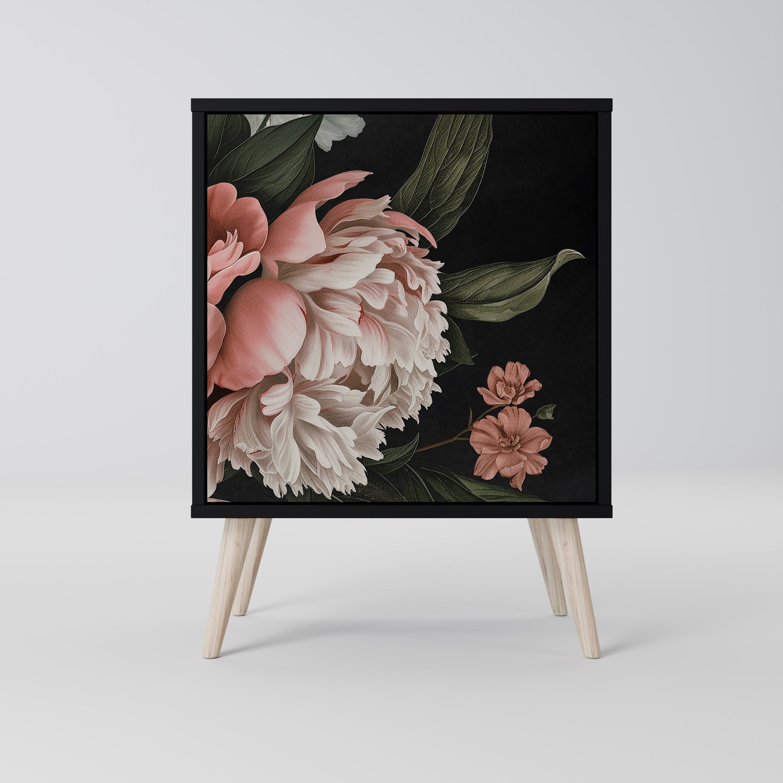 LUSH ELEGANCE Aparador de 1 Porta em Acabamento Preto