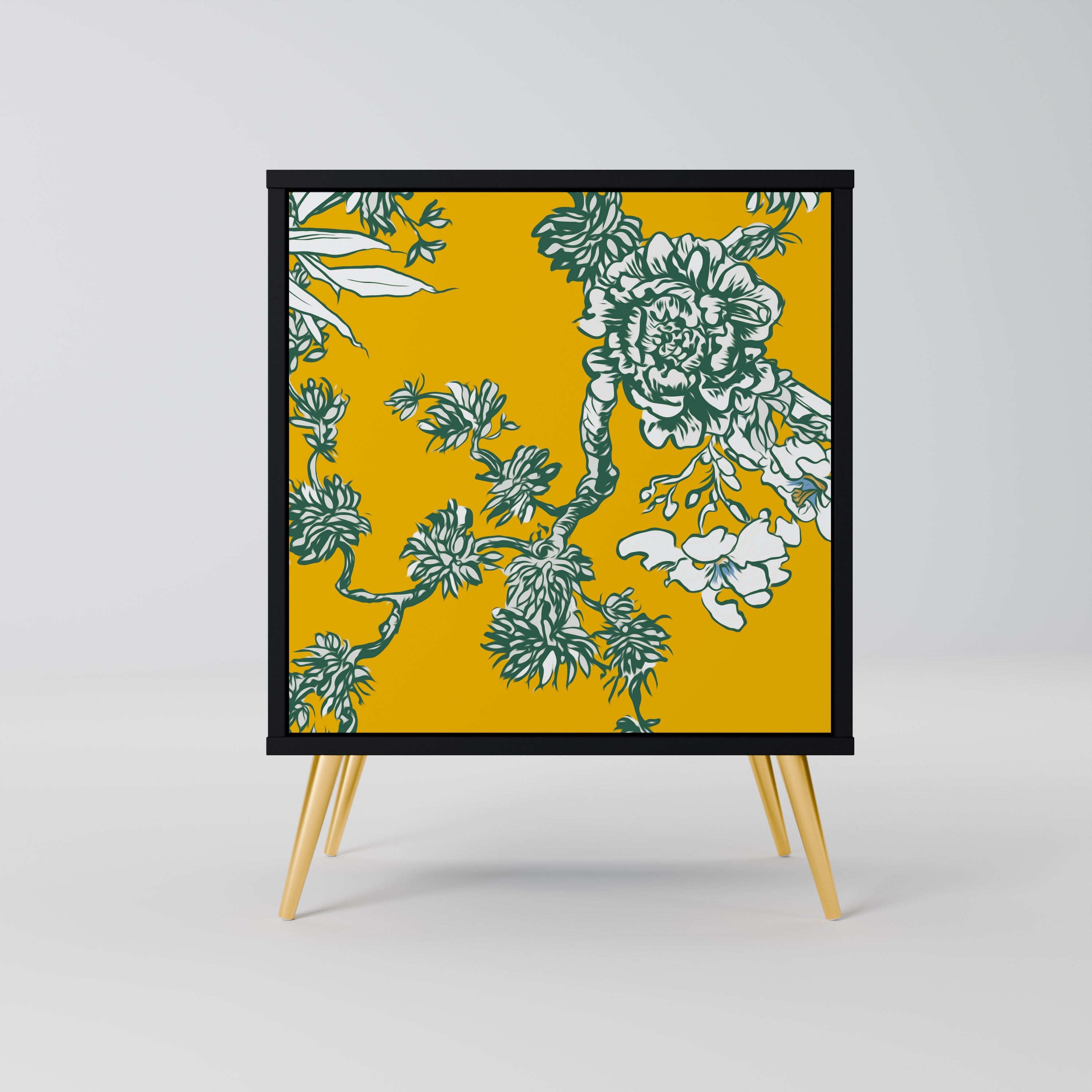 YELLOW CHINOISERIE Aparador de 1 Porta em Acabamento Preto