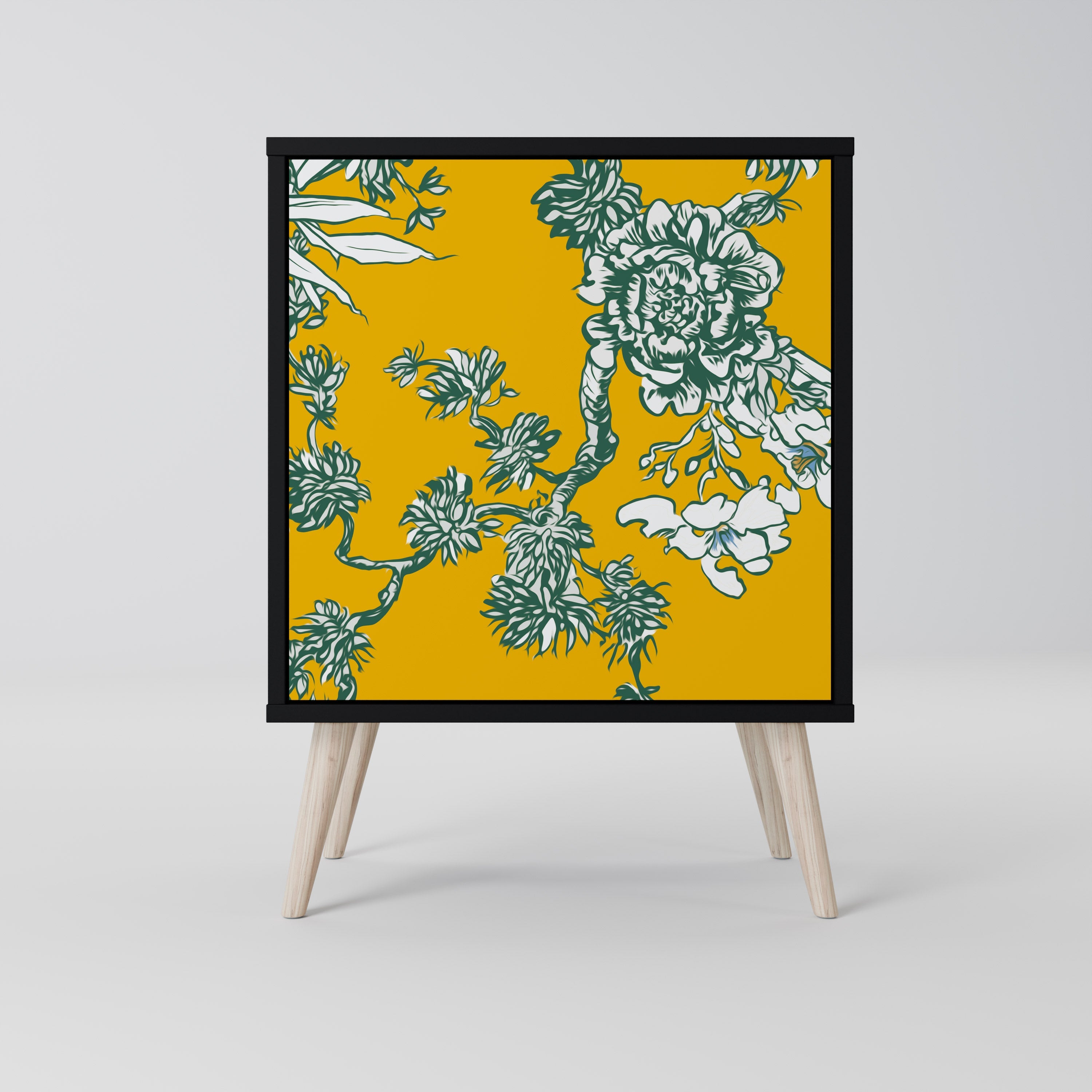 YELLOW CHINOISERIE Aparador de 1 Porta em Acabamento Preto