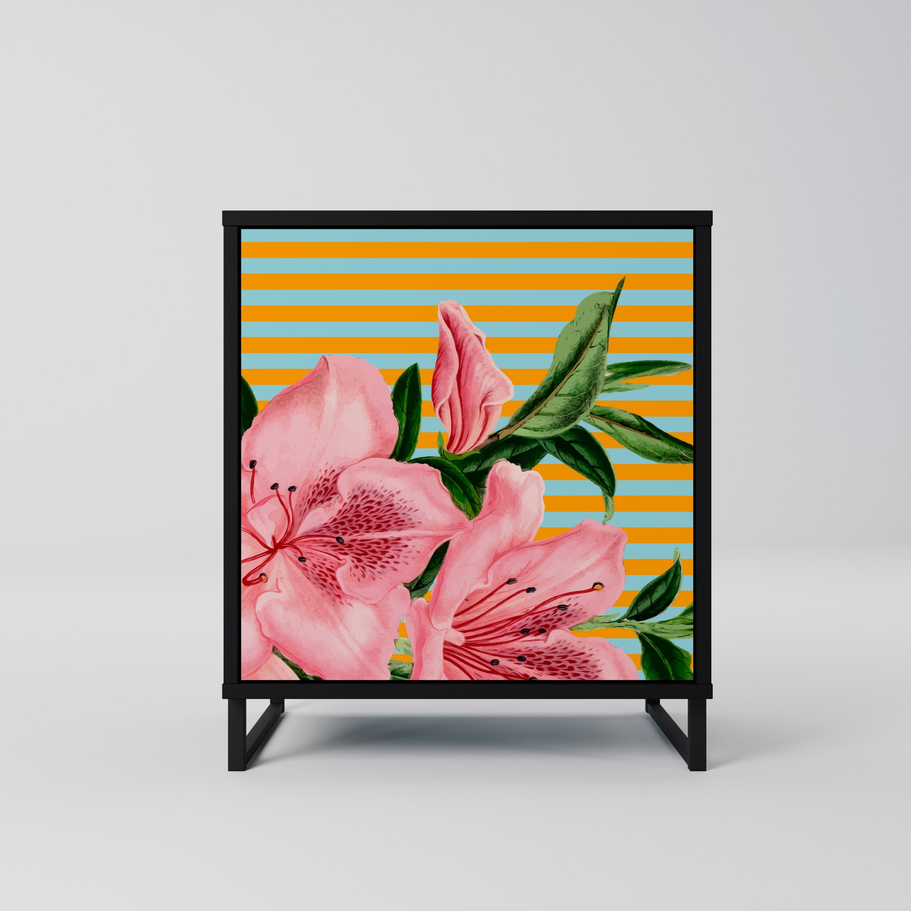 FRAGILE BEAUTY Aparador de 1 Porta em Acabamento Preto