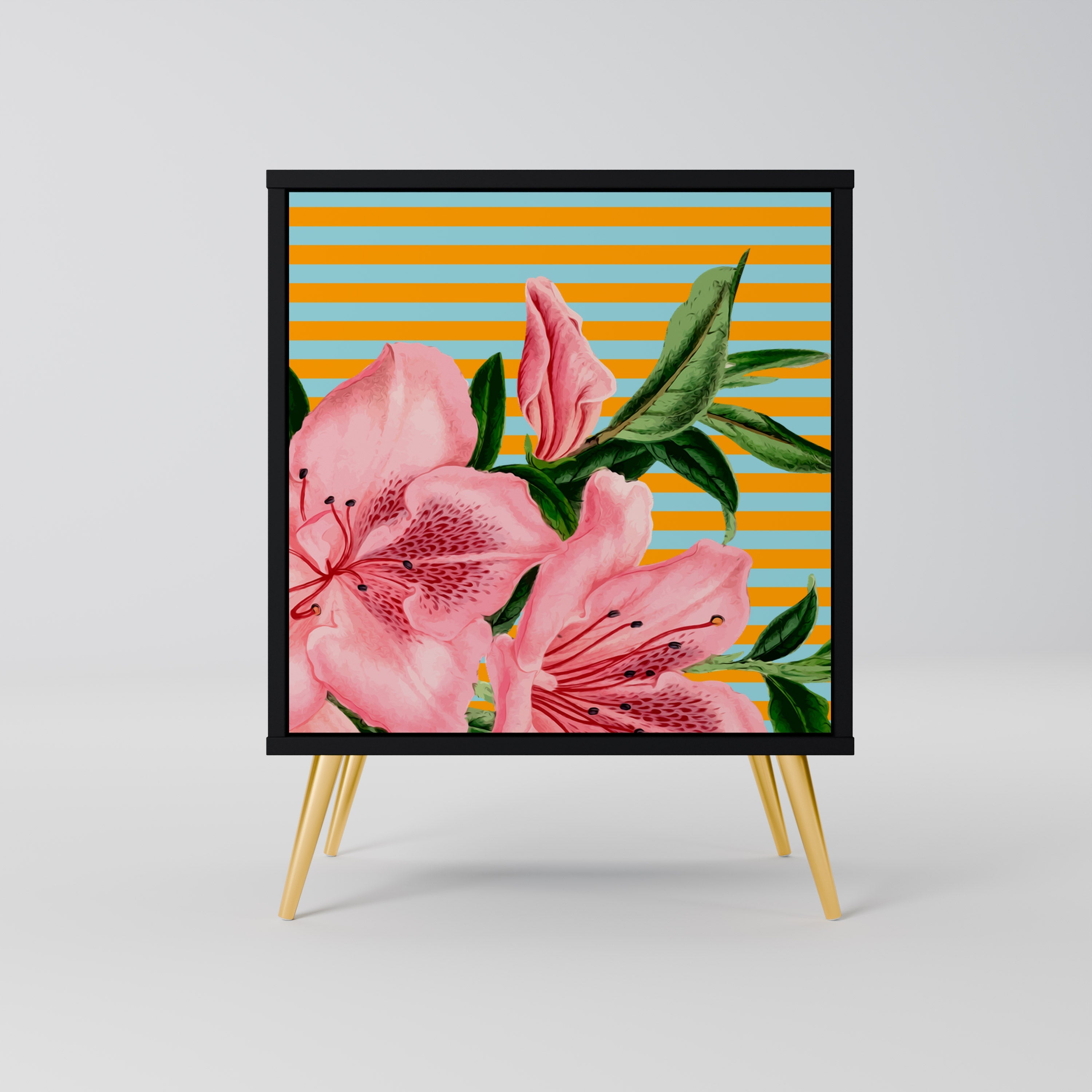 FRAGILE BEAUTY Aparador de 1 Porta em Acabamento Preto