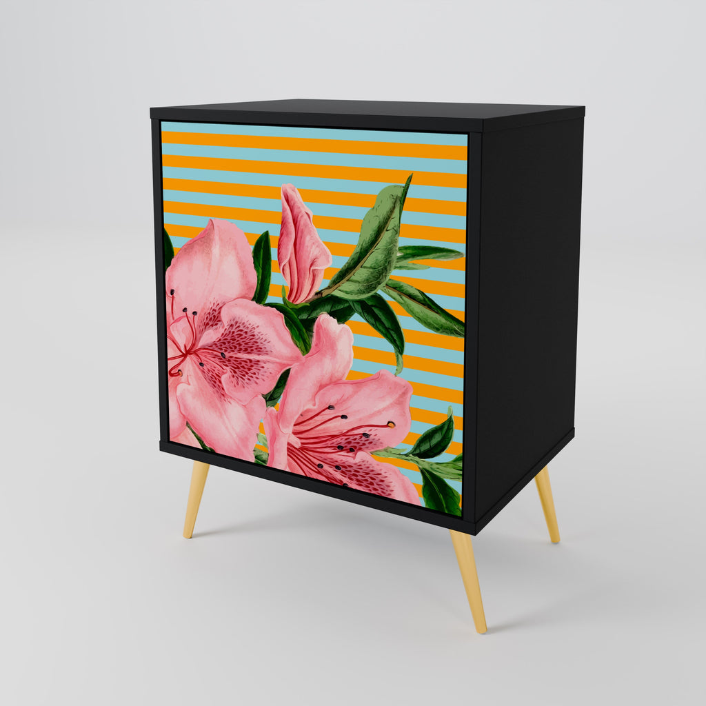 FRAGILE BEAUTY Aparador de 1 Porta em Acabamento Preto