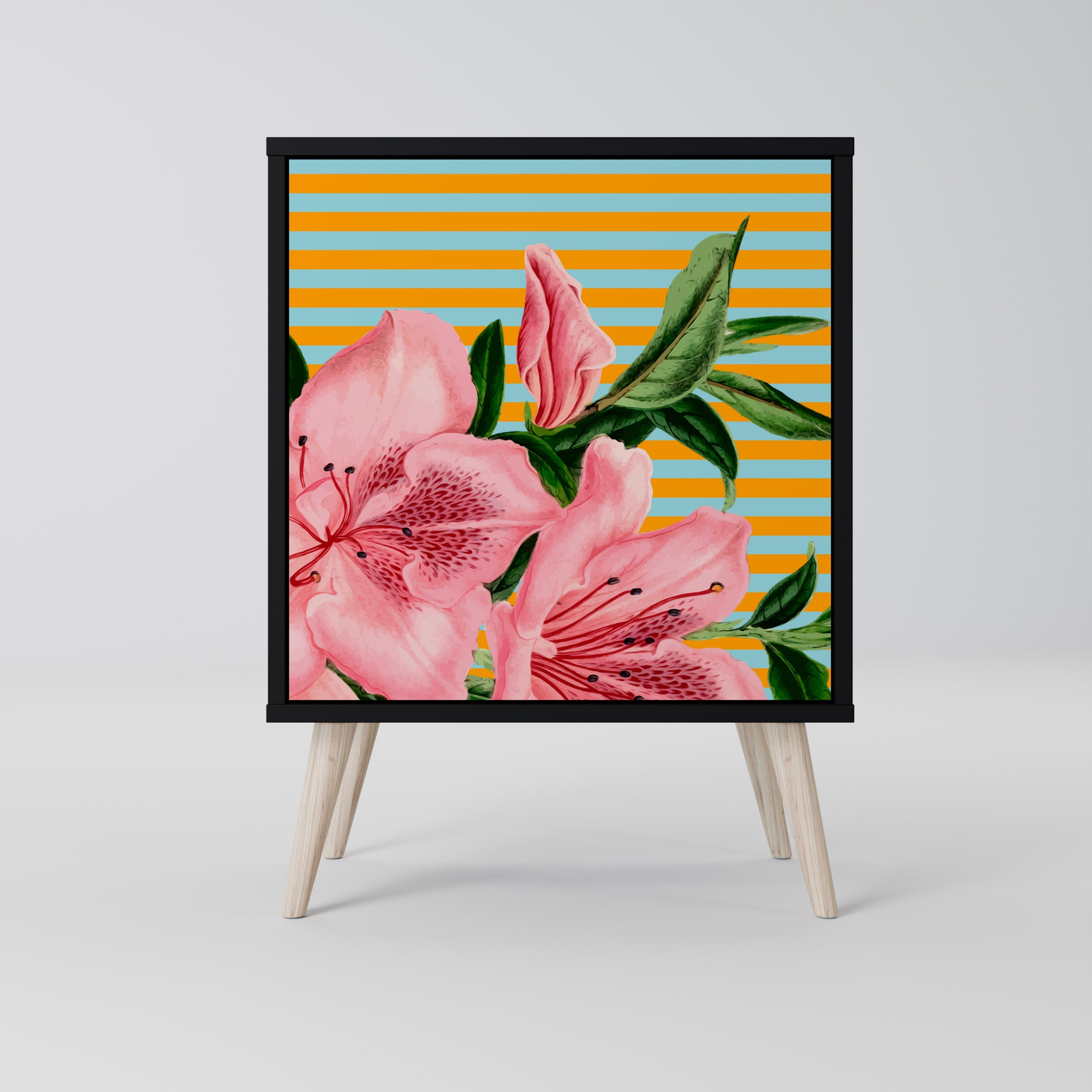 FRAGILE BEAUTY Aparador de 1 Porta em Acabamento Preto