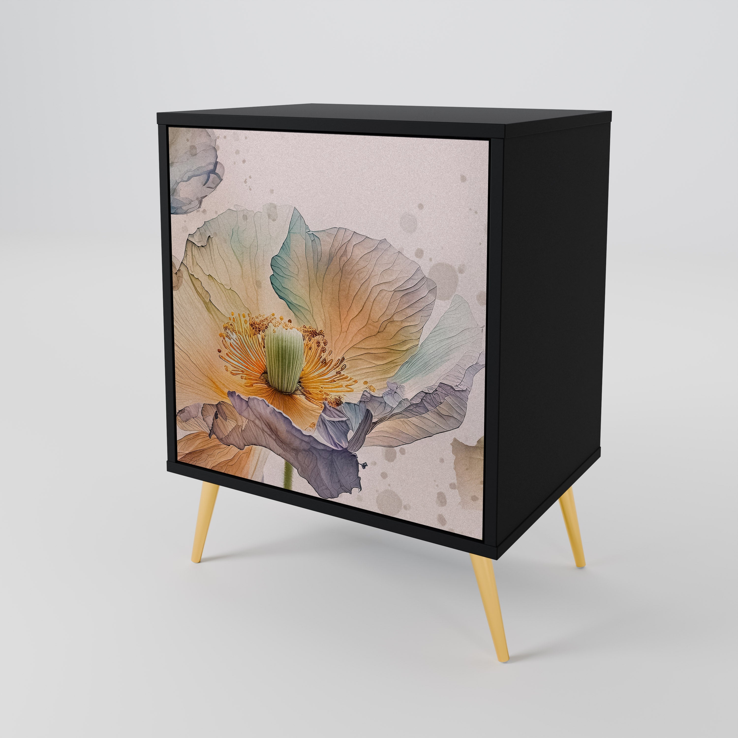 SOFTEN POPPY Aparador de 1 Porta em Acabamento Preto