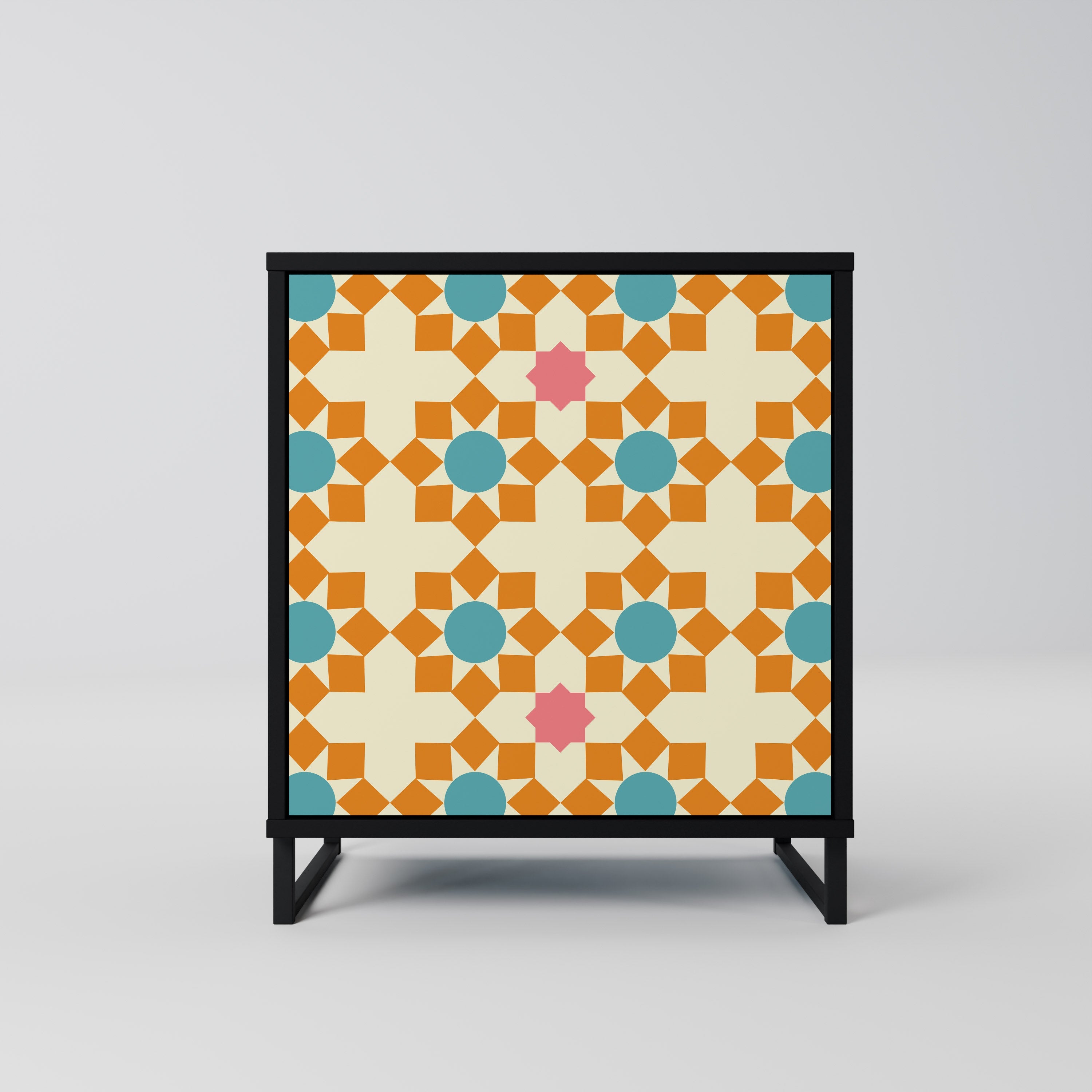 FLORAL DECOR Aparador de 1 Porta em Acabamento Preto