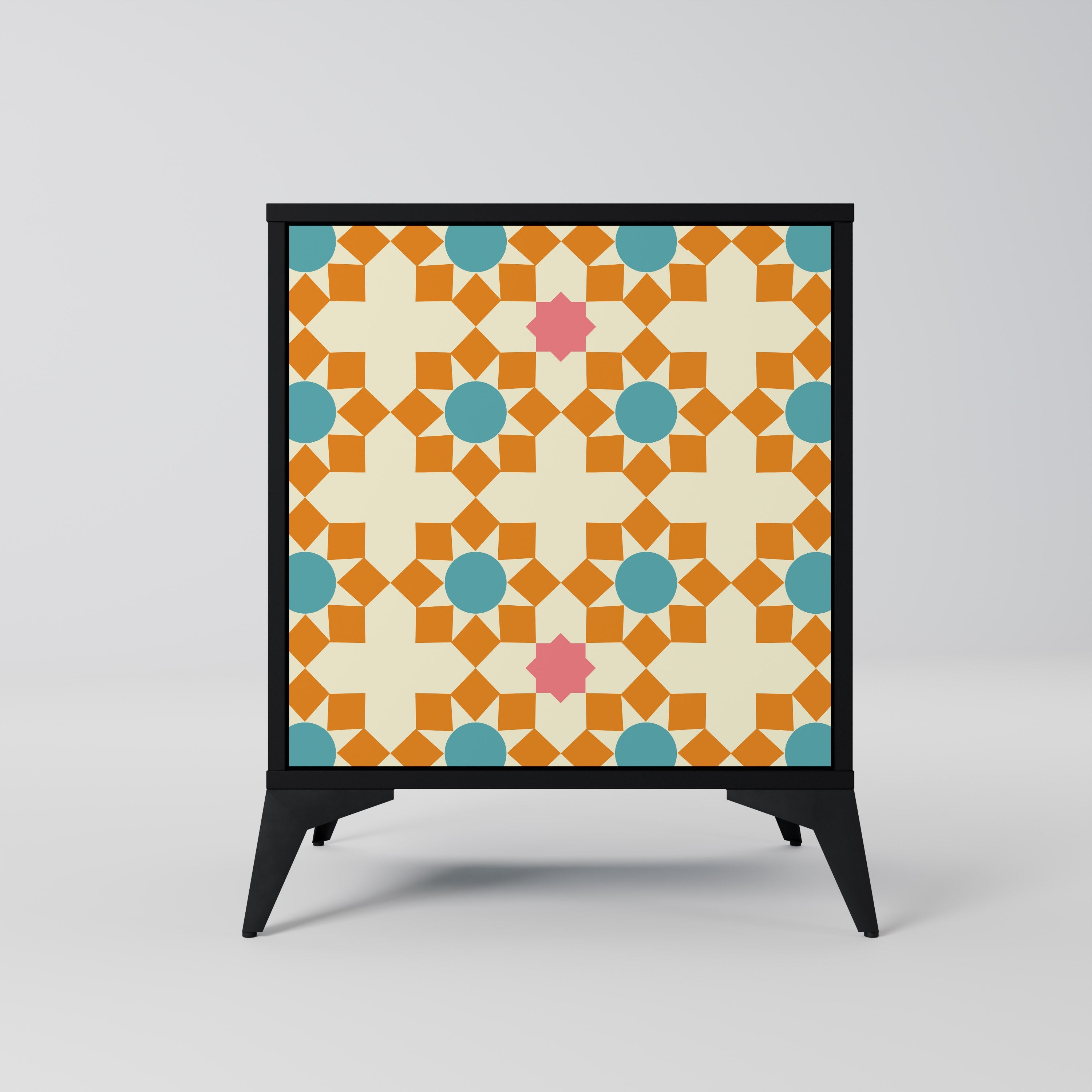 FLORAL DECOR Aparador de 1 Porta em Acabamento Preto