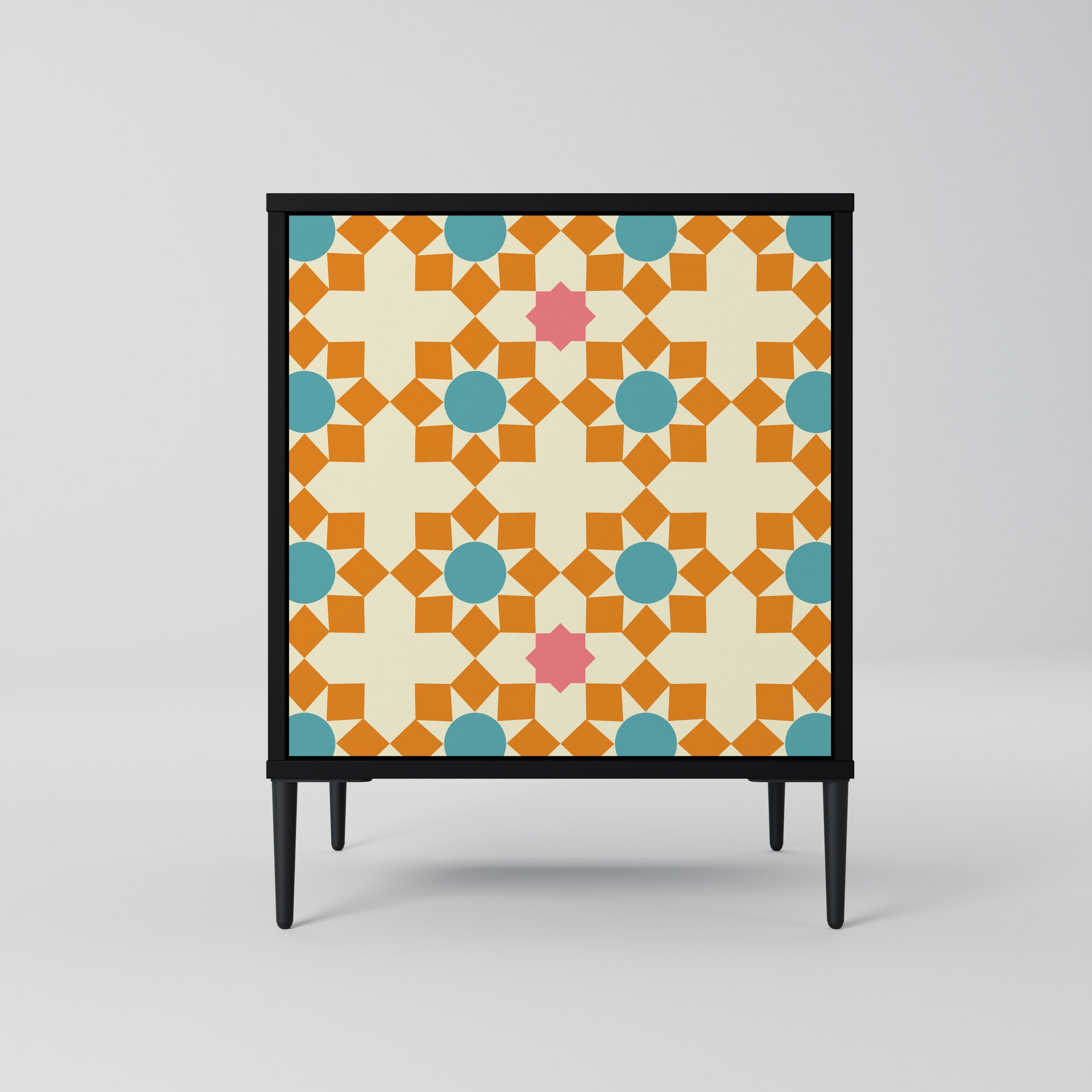 FLORAL DECOR Aparador de 1 Porta em Acabamento Preto