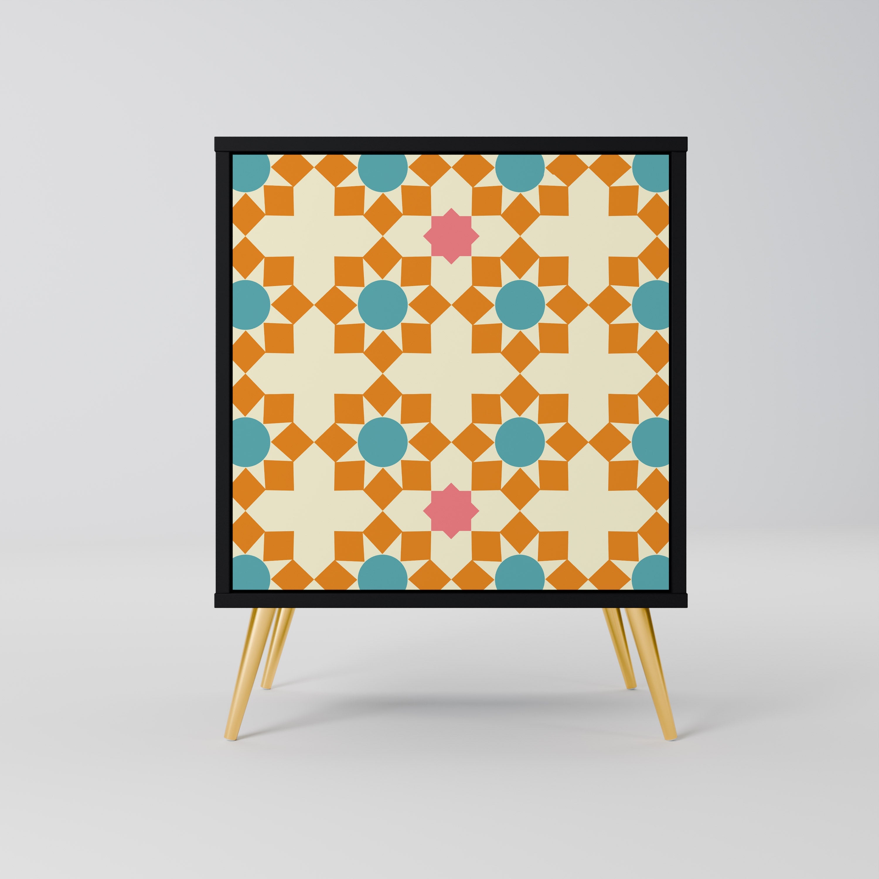 FLORAL DECOR Aparador de 1 Porta em Acabamento Preto