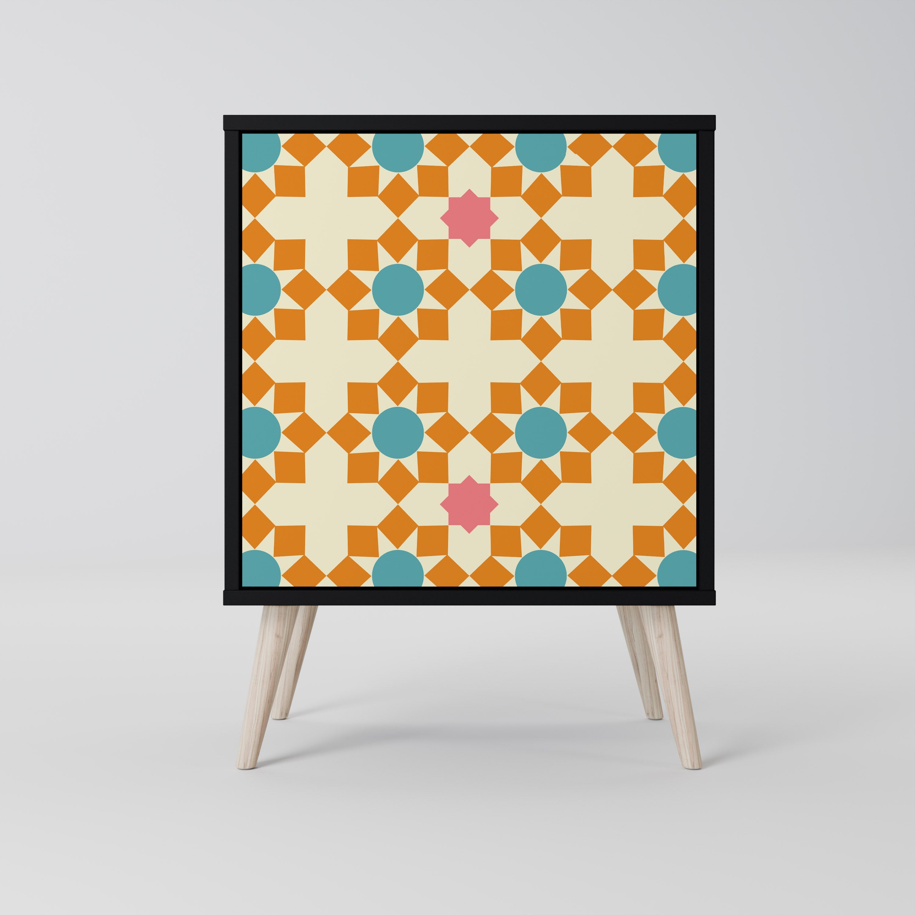 FLORAL DECOR Aparador de 1 Porta em Acabamento Preto