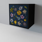 FLOWERS ON NAVY BLUE Aparador de 1 Porta em Acabamento Preto