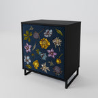 FLOWERS ON NAVY BLUE Aparador de 1 Porta em Acabamento Preto