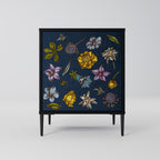 FLOWERS ON NAVY BLUE Aparador de 1 Porta em Acabamento Preto